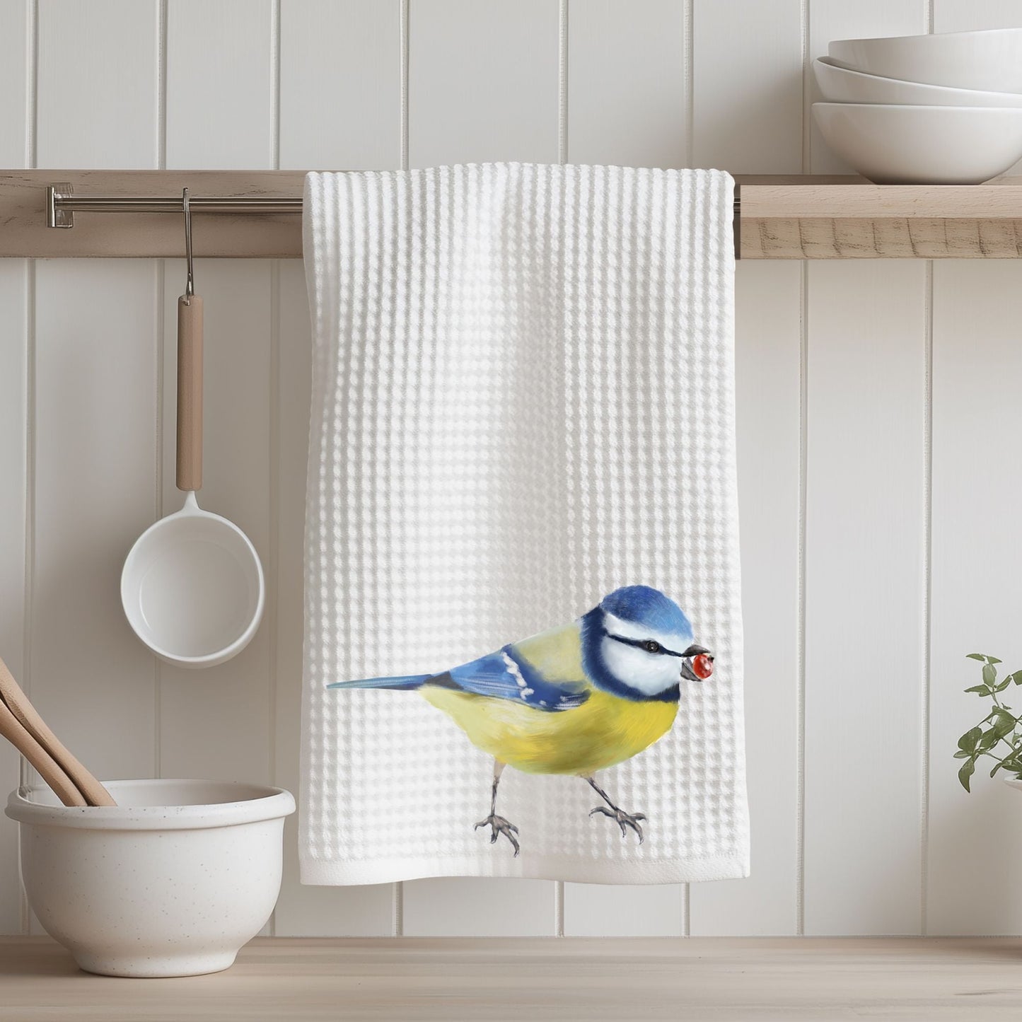 Blue Tit Kitchen Towel - MerikaArt