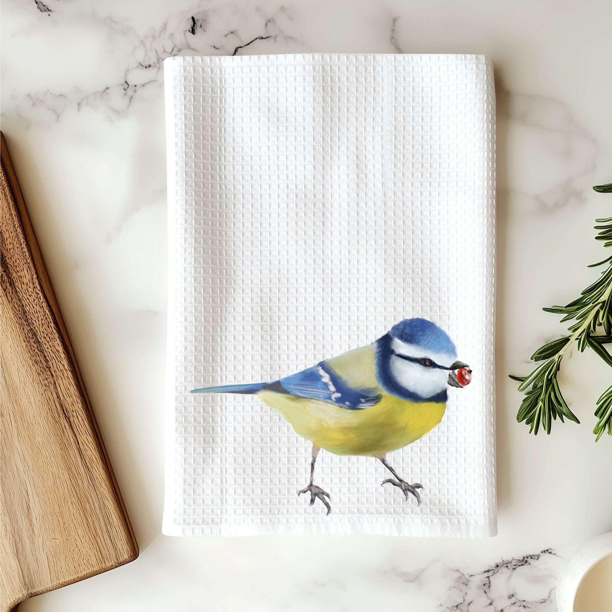 Blue Tit Kitchen Towel - MerikaArt