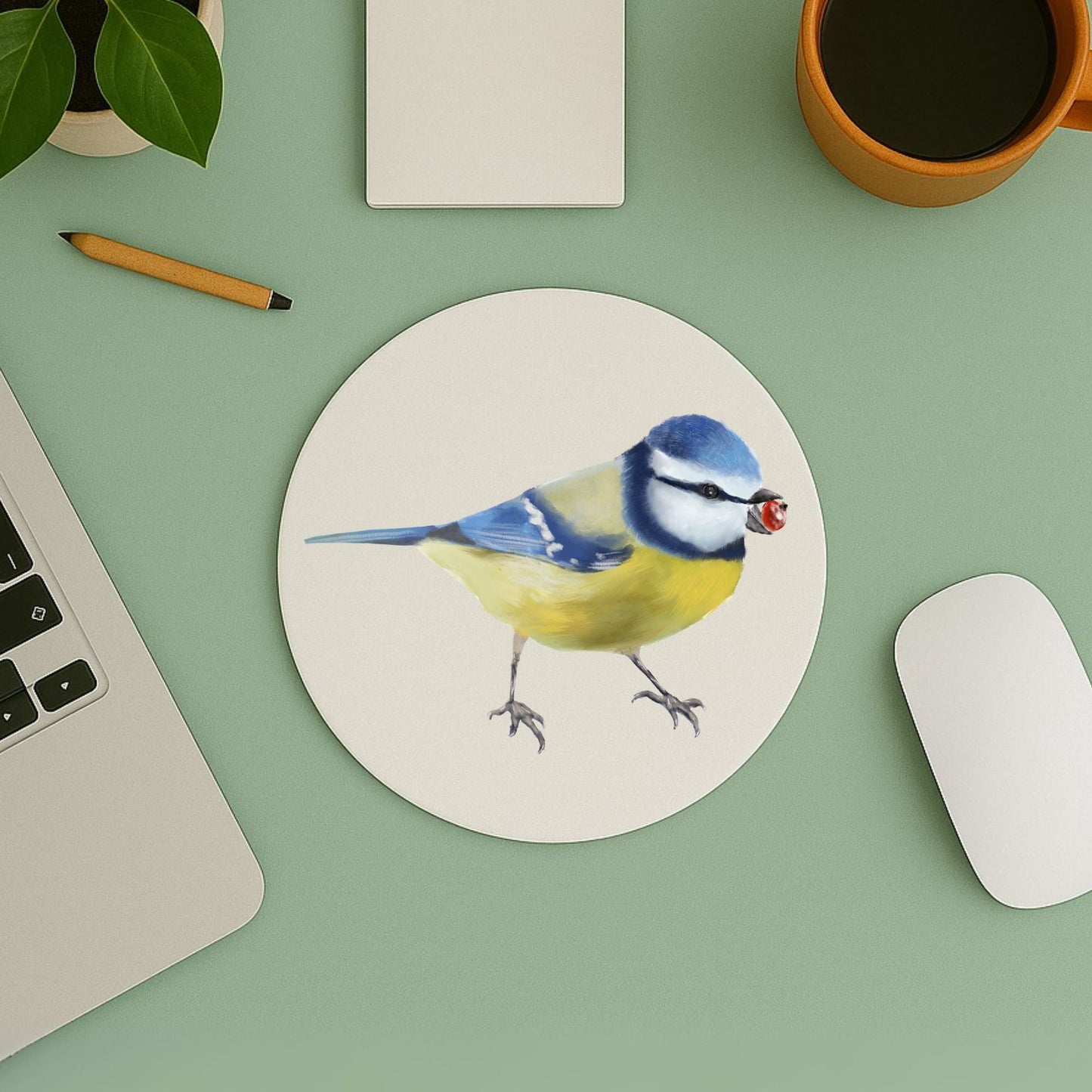 Blue Tit Mousepad - MerikaArt
