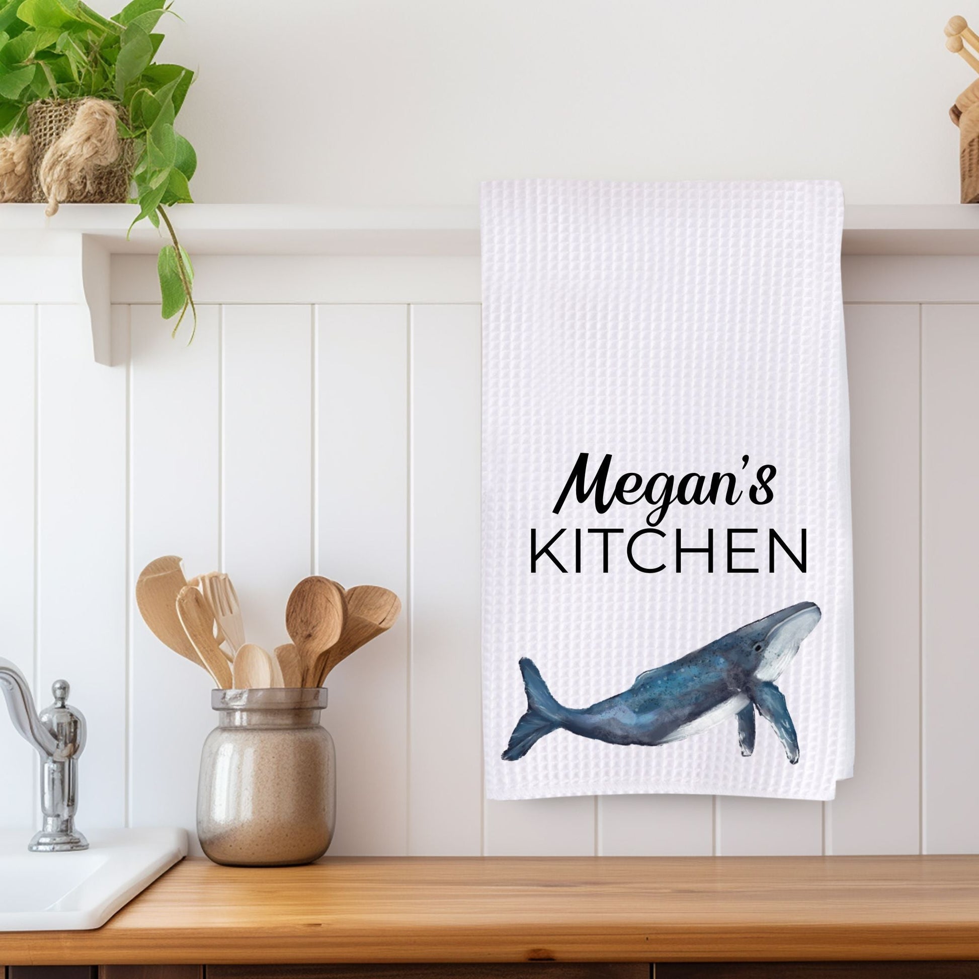 Blue Whale Kitchen Towel - MerikaArt