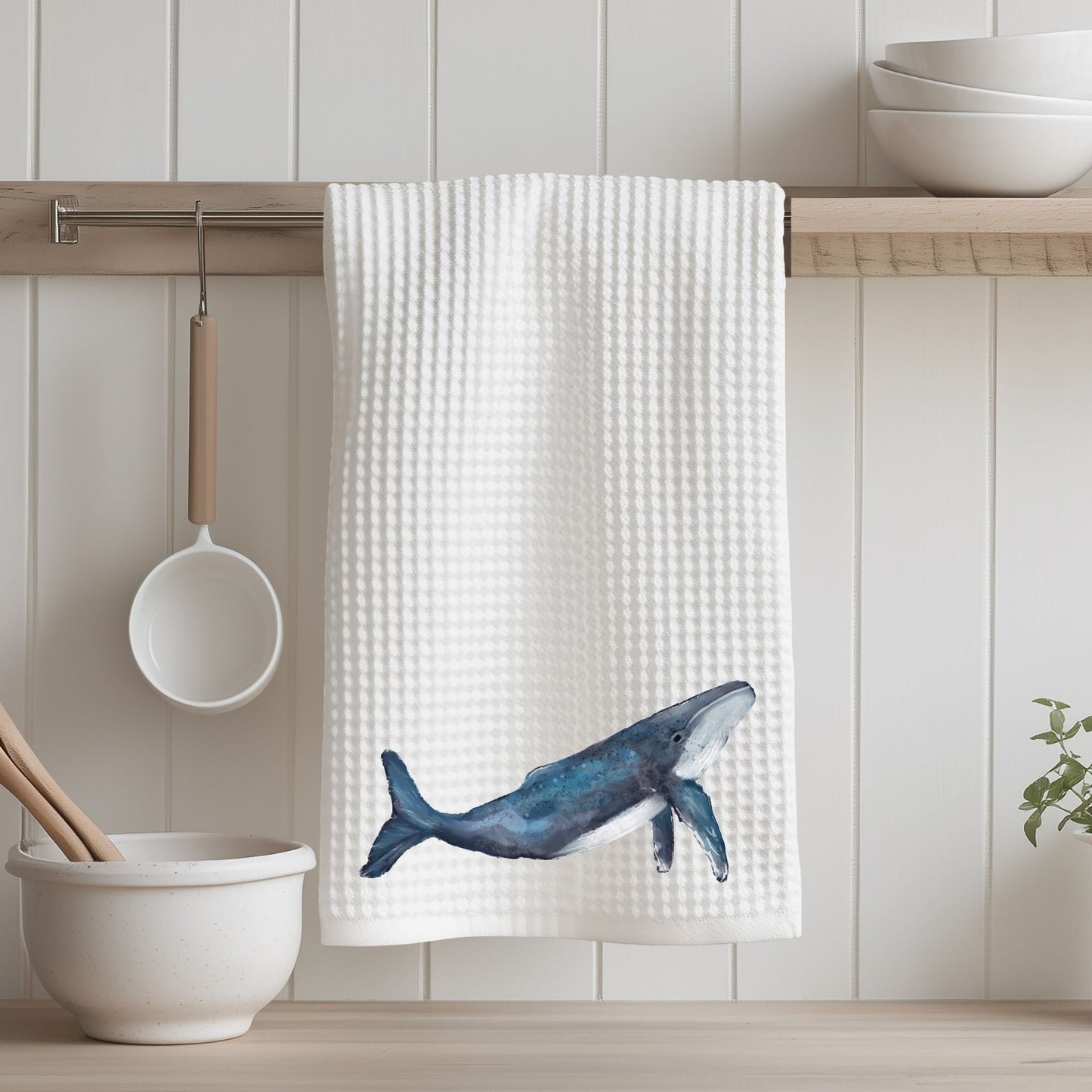 Blue Whale Kitchen Towel - MerikaArt
