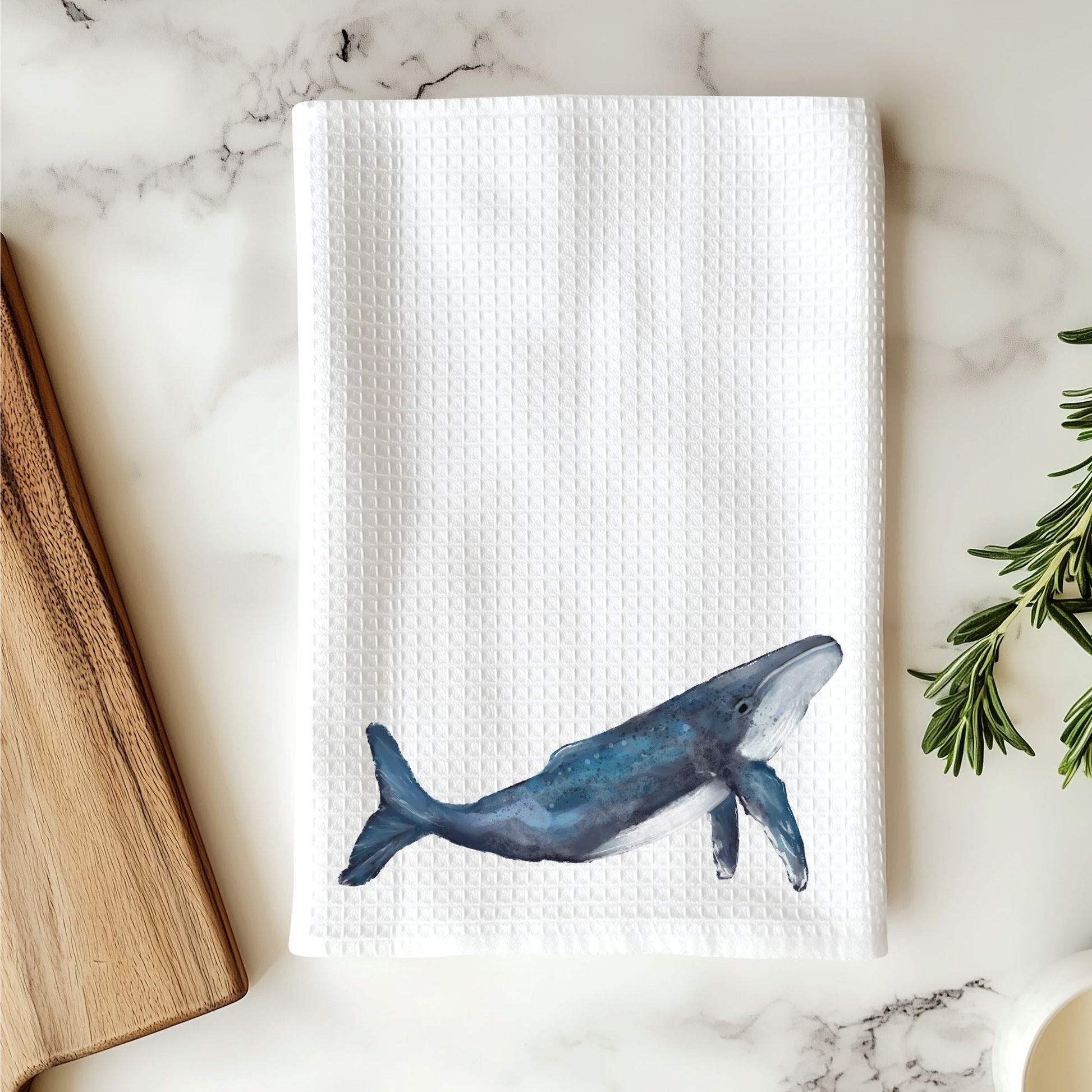 Blue Whale Kitchen Towel - MerikaArt