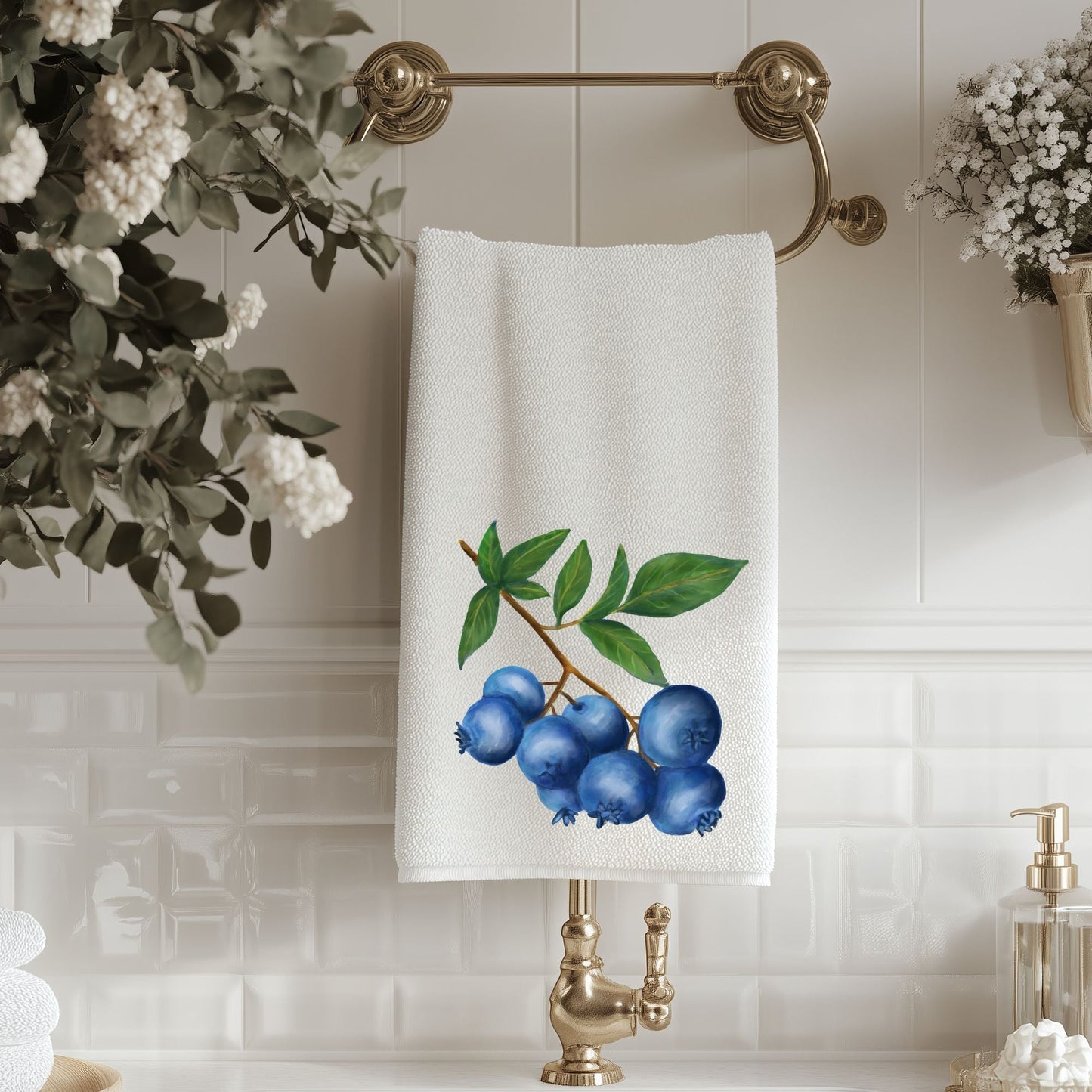 Blueberry Fruit Bathroom Towel - MerikaArt