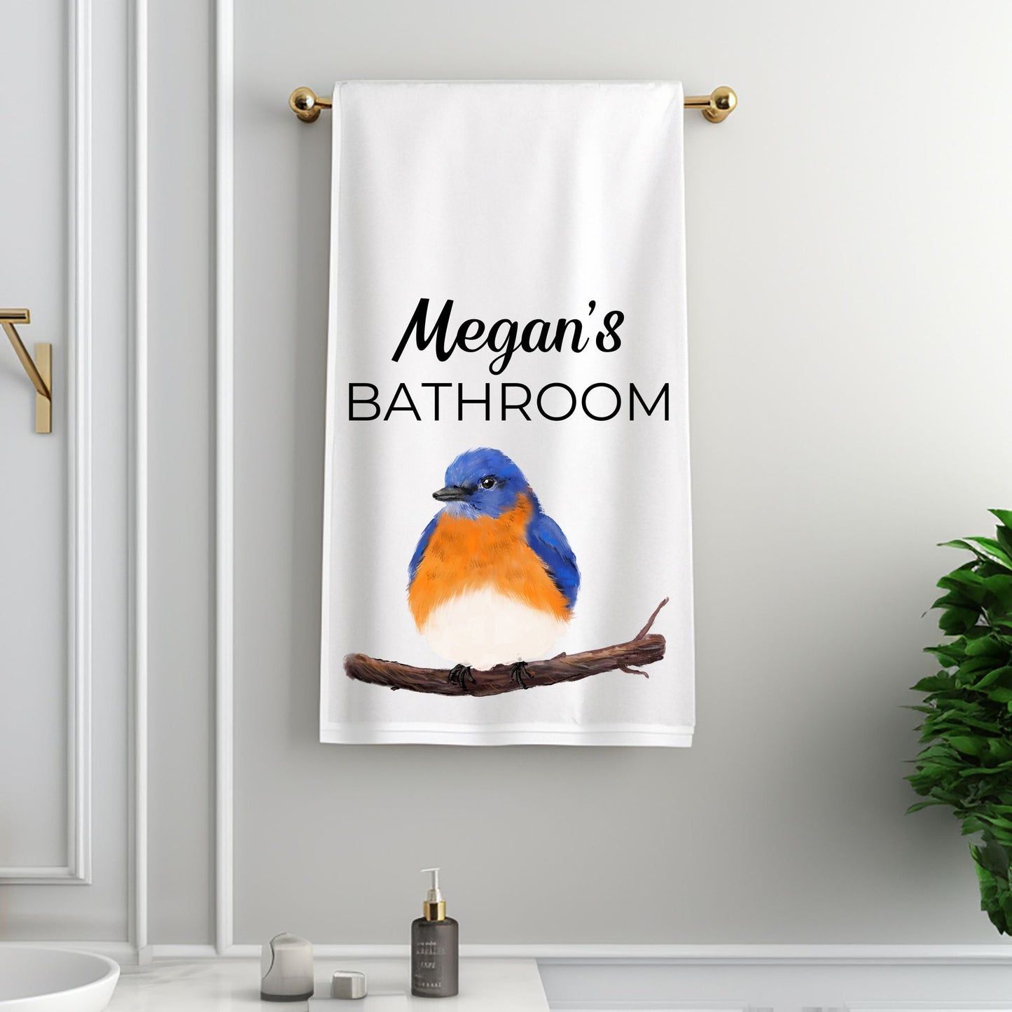 Bluebird Bathroom Towel - MerikaArt