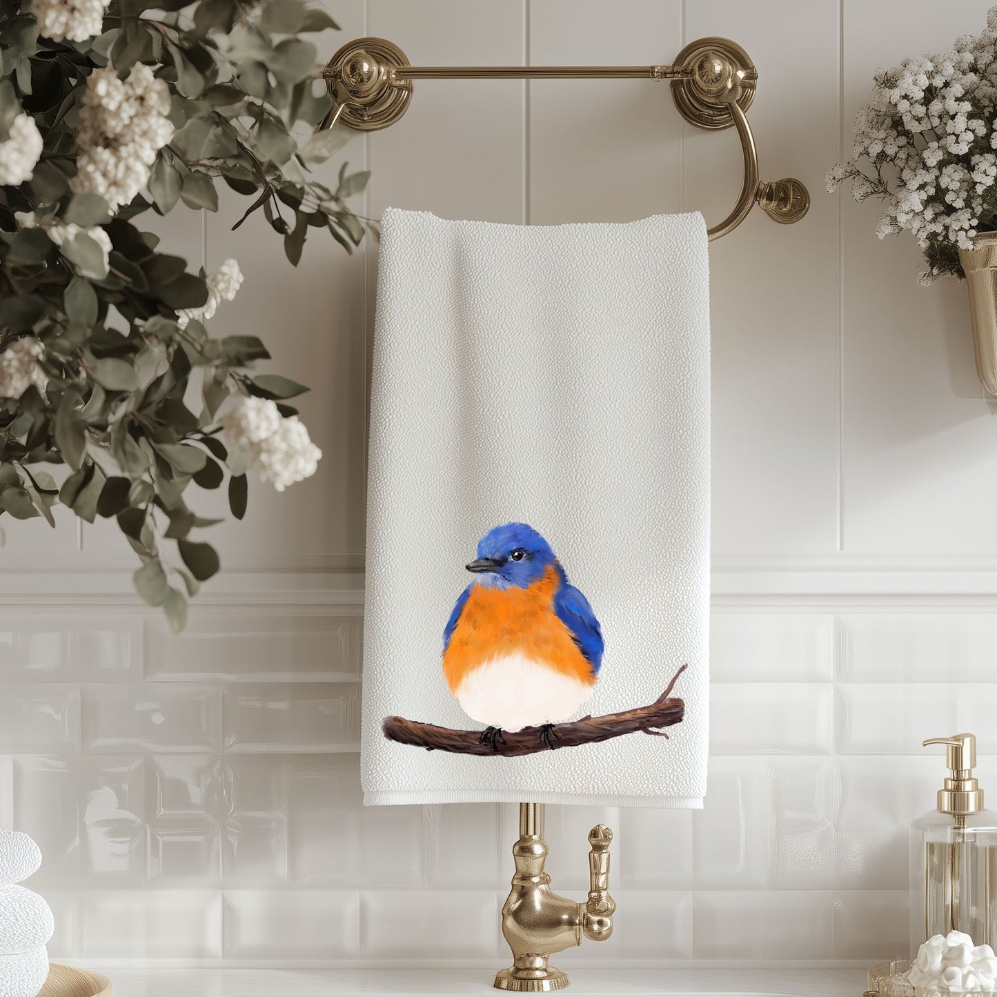 Bluebird Bathroom Towel - MerikaArt
