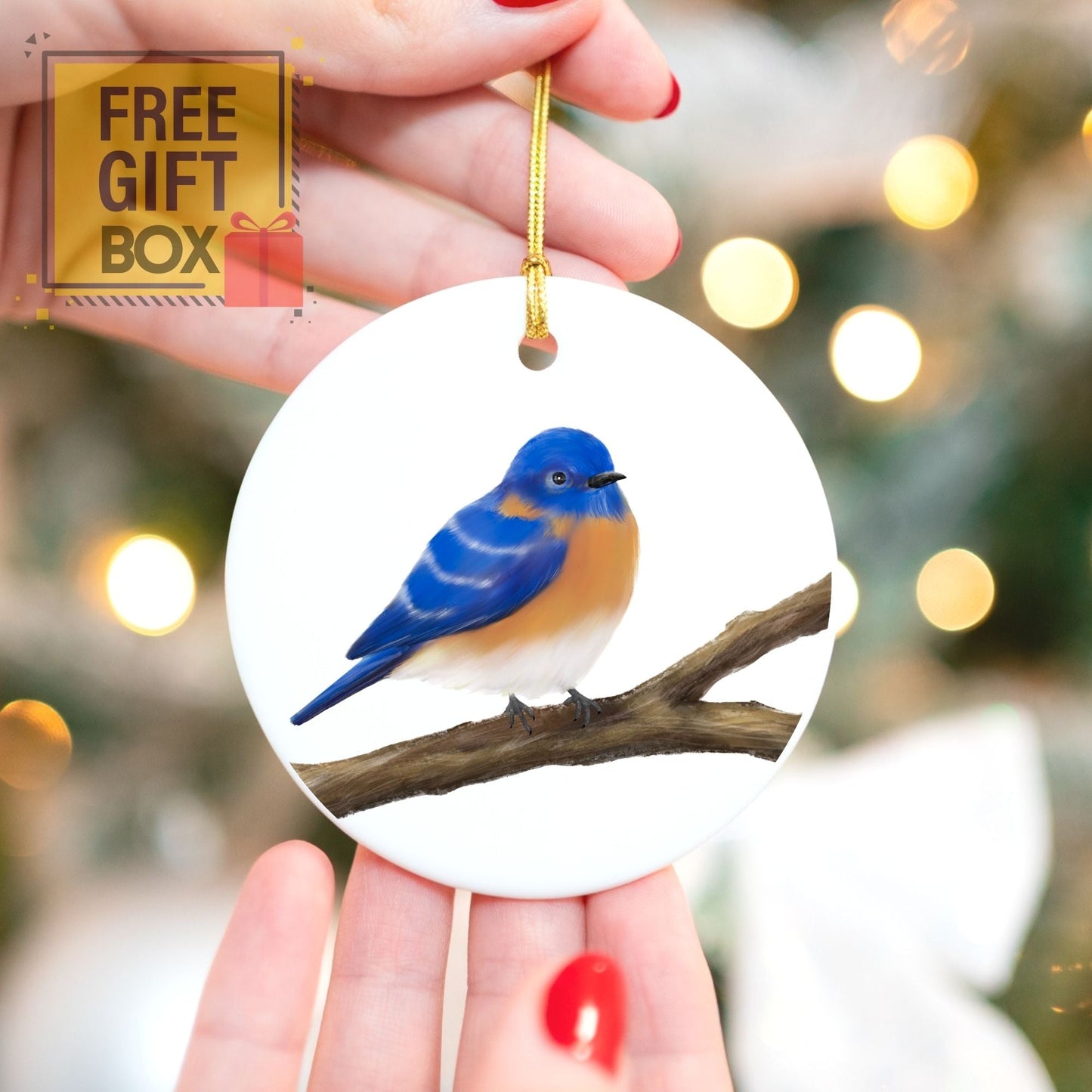 Bluebird Ceramic Ornament - MerikaArt