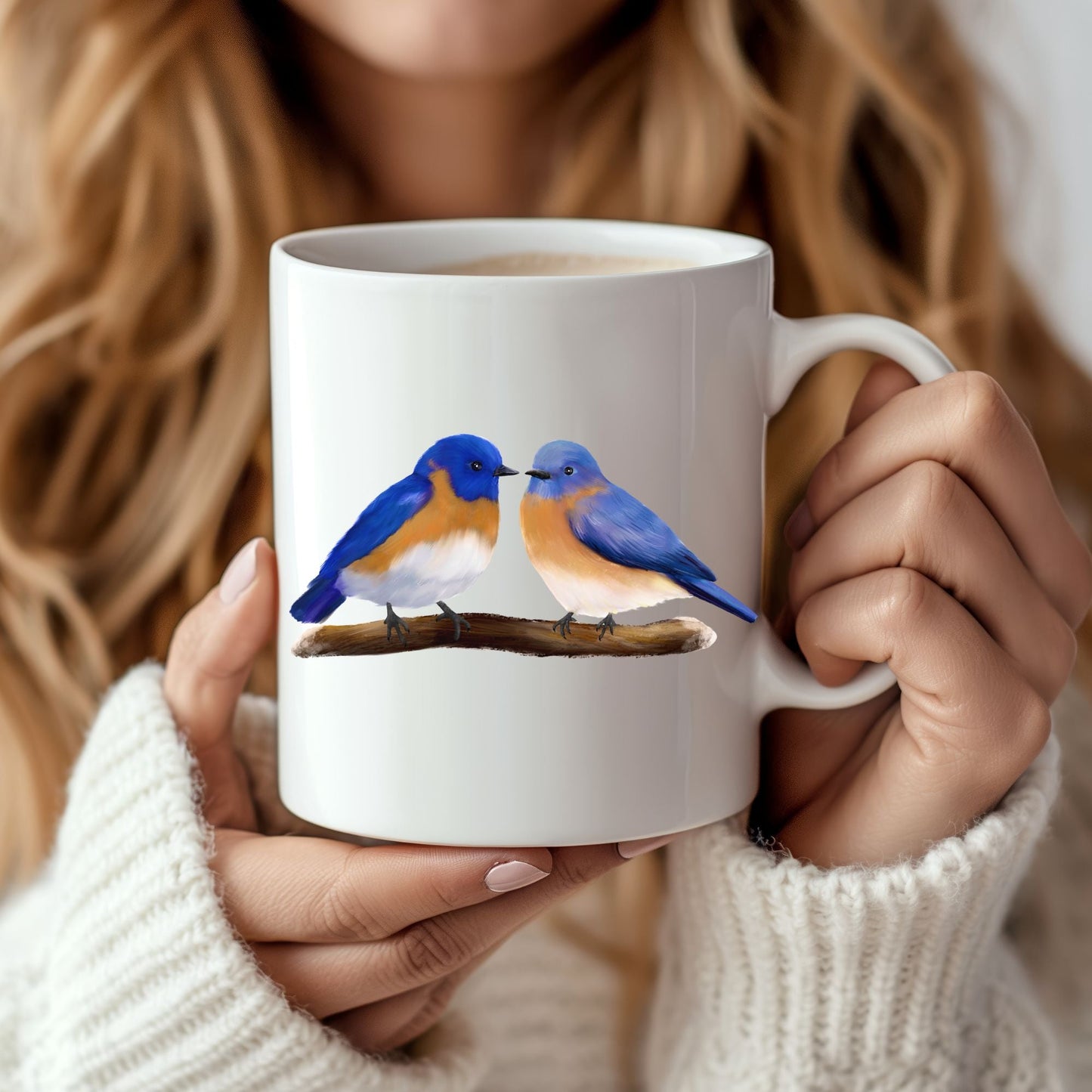 Bluebird Pair Ceramic Coffee Mug - MerikaArt