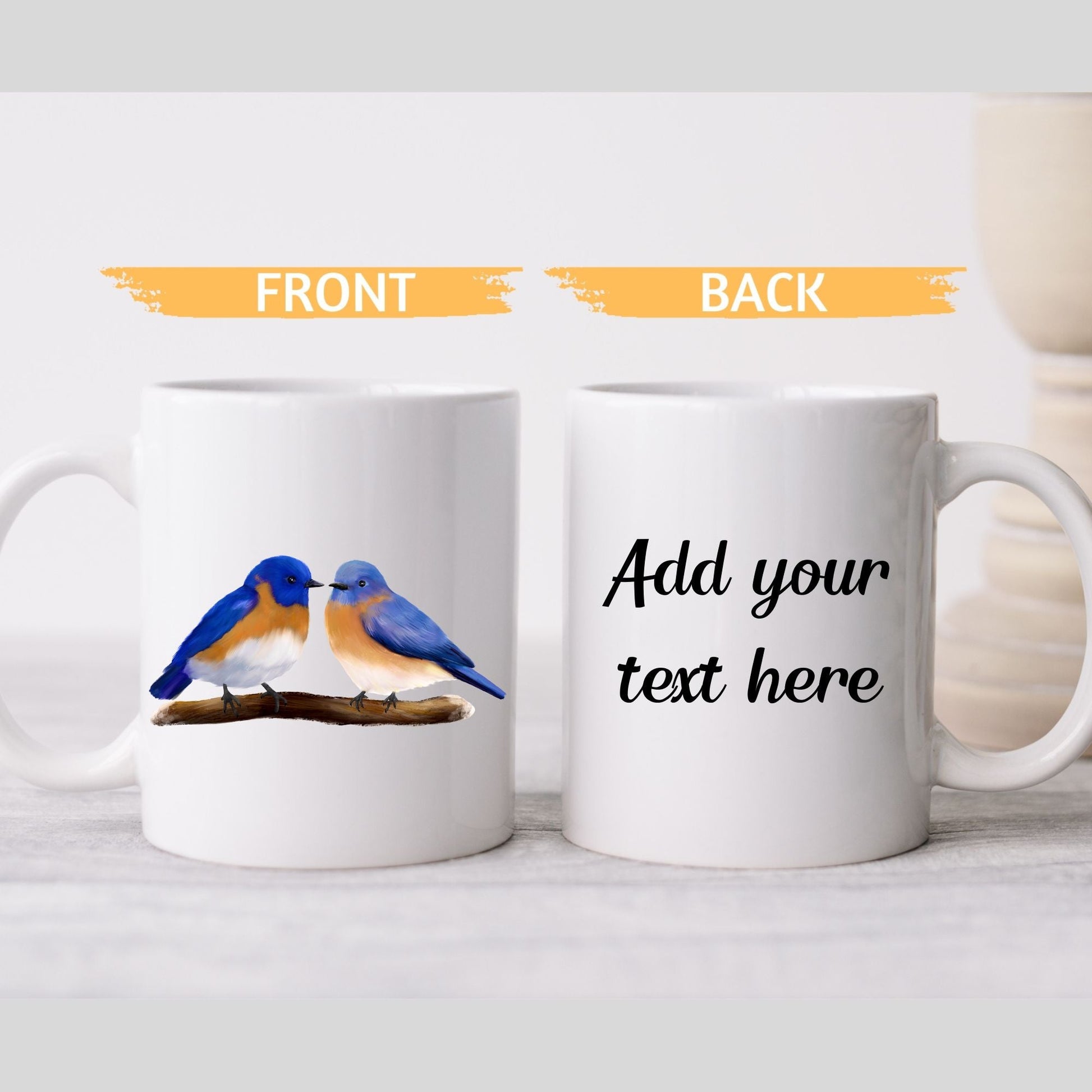 Bluebird Pair Ceramic Coffee Mug - MerikaArt