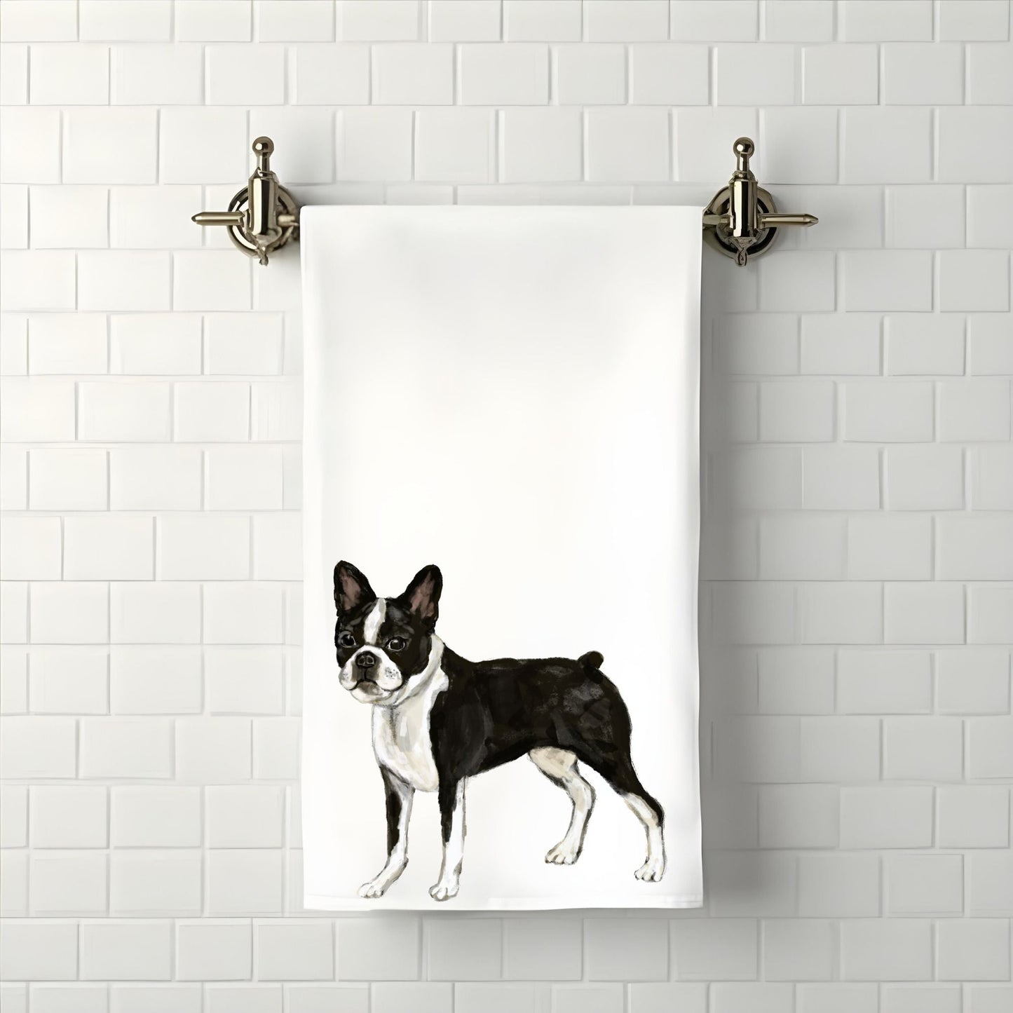 Boston Terrier Bathroom Towel - MerikaArt