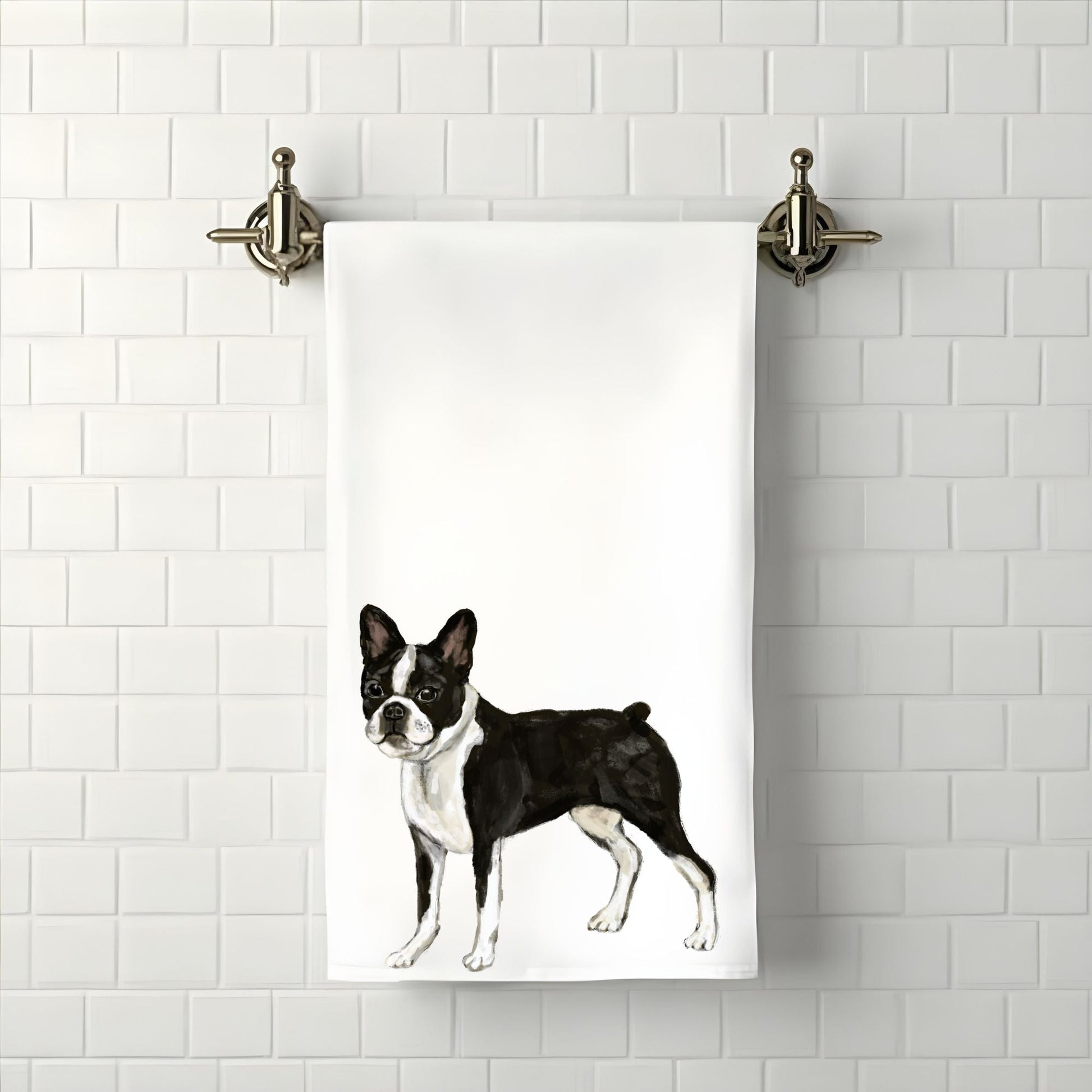 Boston Terrier Bathroom Towel - MerikaArt