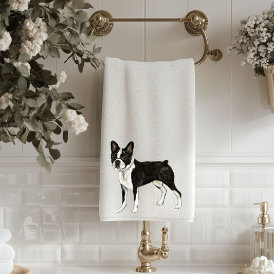 Boston Terrier Bathroom Towel - MerikaArt