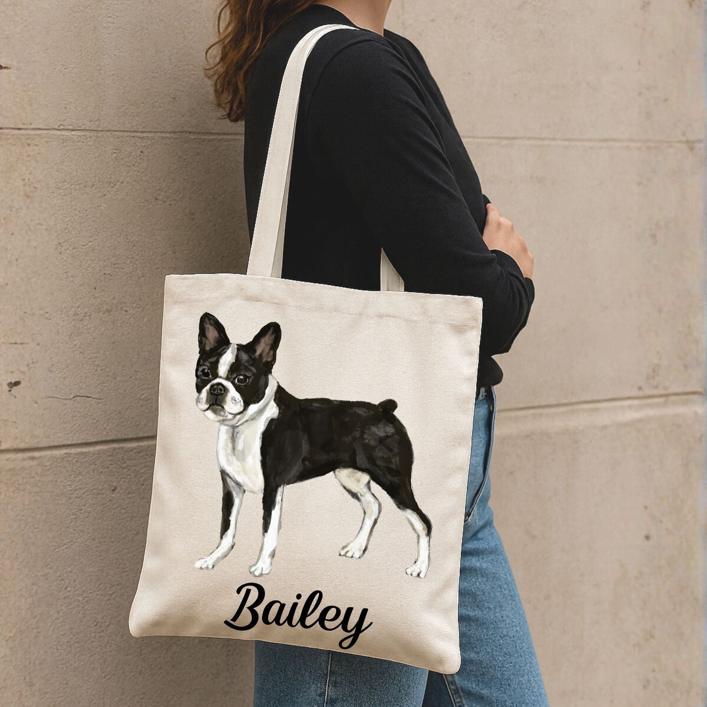 Boston Terrier Canvas Tote Bag - MerikaArt