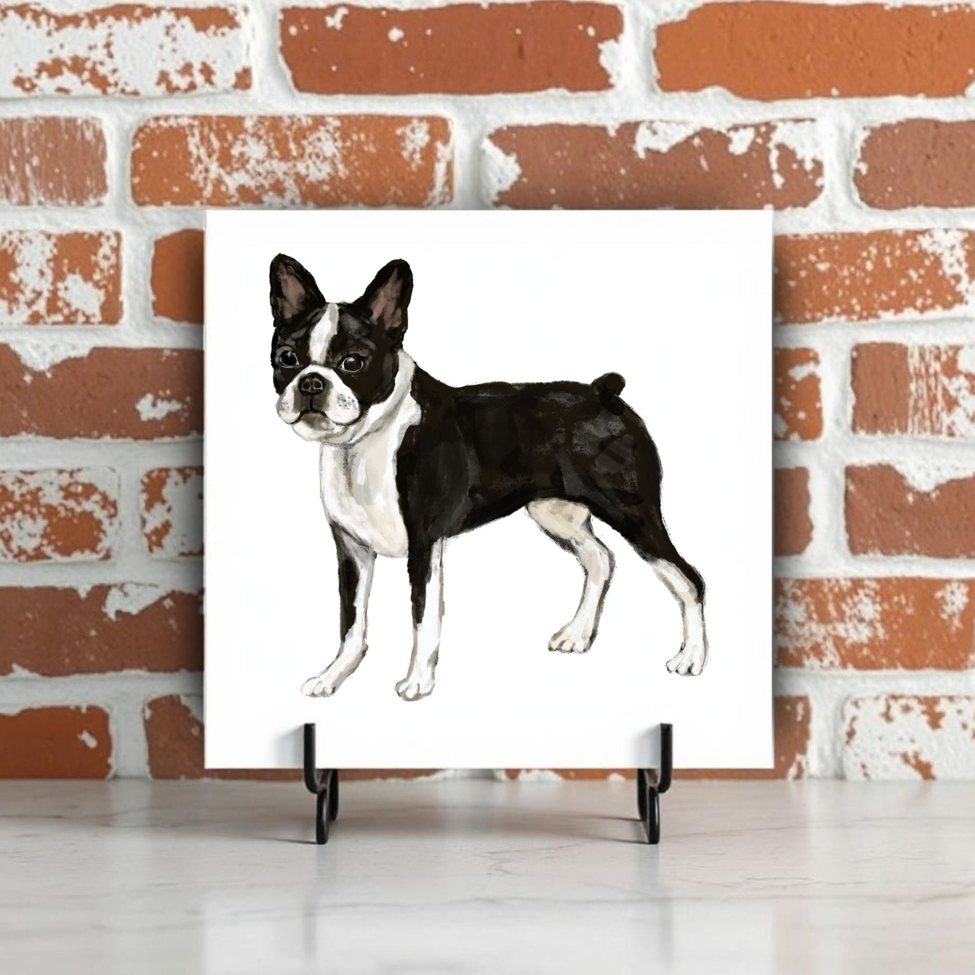 Boston Terrier Ceramic Tile - MerikaArt