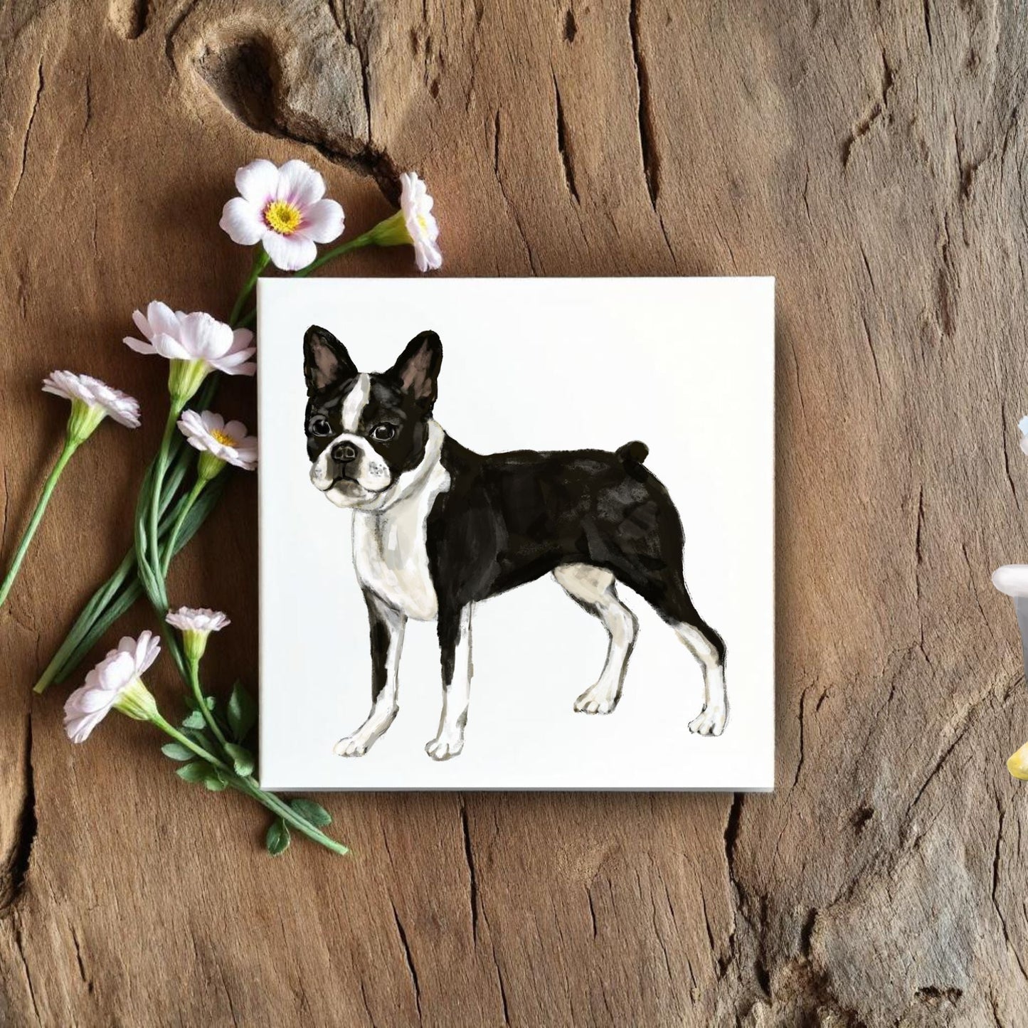 Boston Terrier Ceramic Tile - MerikaArt