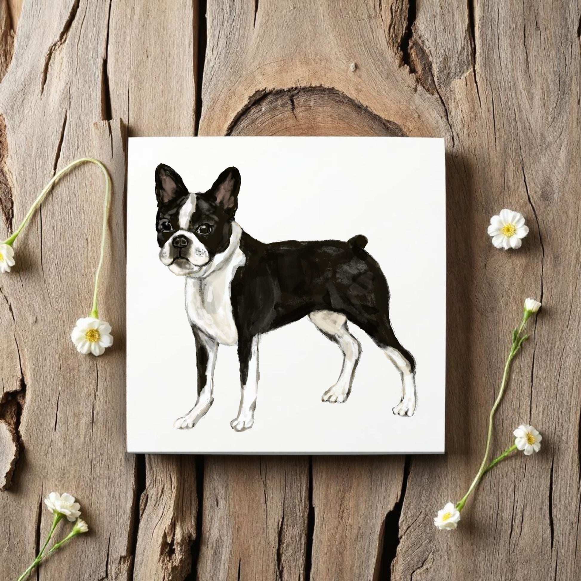 Boston Terrier Ceramic Tile - MerikaArt