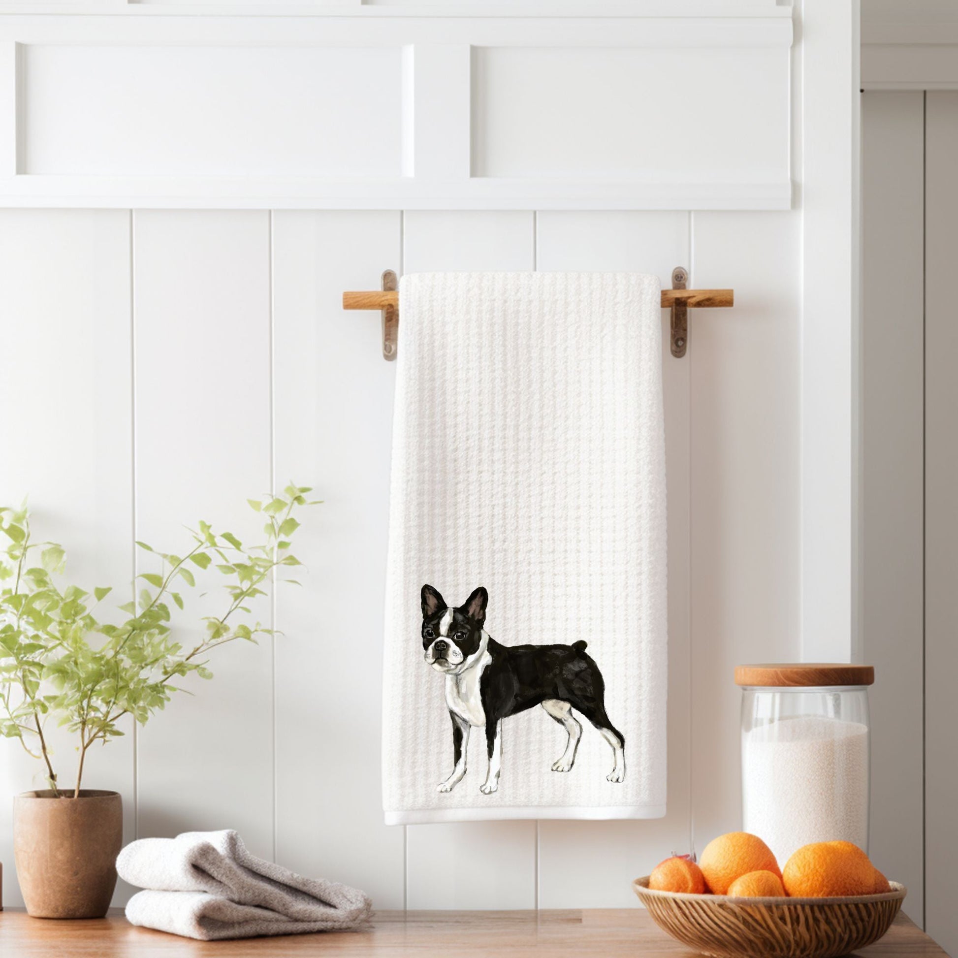 Boston Terrier Kitchen Towel - MerikaArt