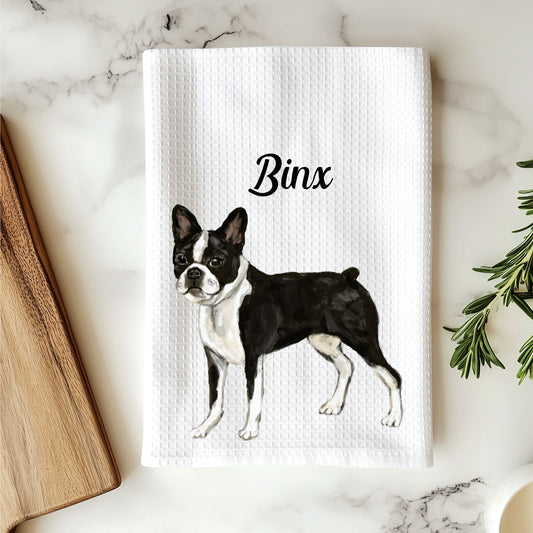 Boston Terrier Kitchen Towel - MerikaArt