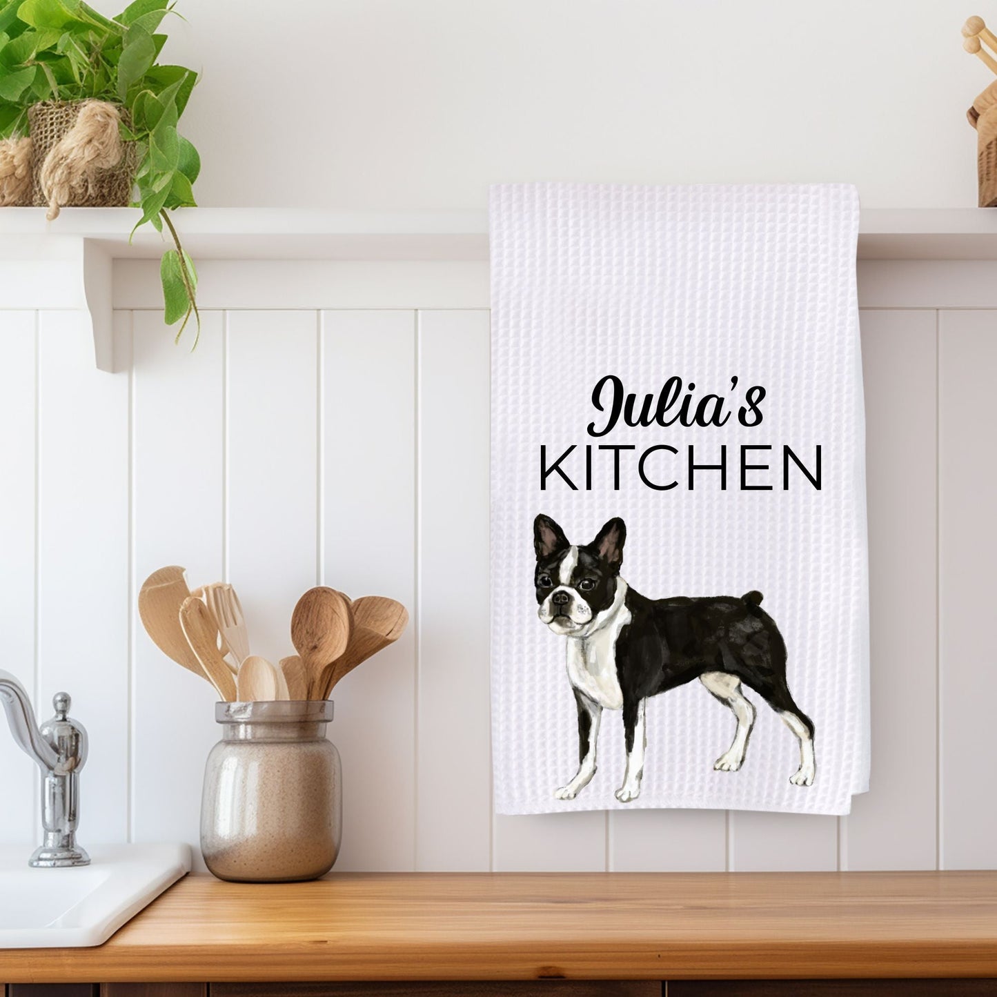 Boston Terrier Kitchen Towel - MerikaArt