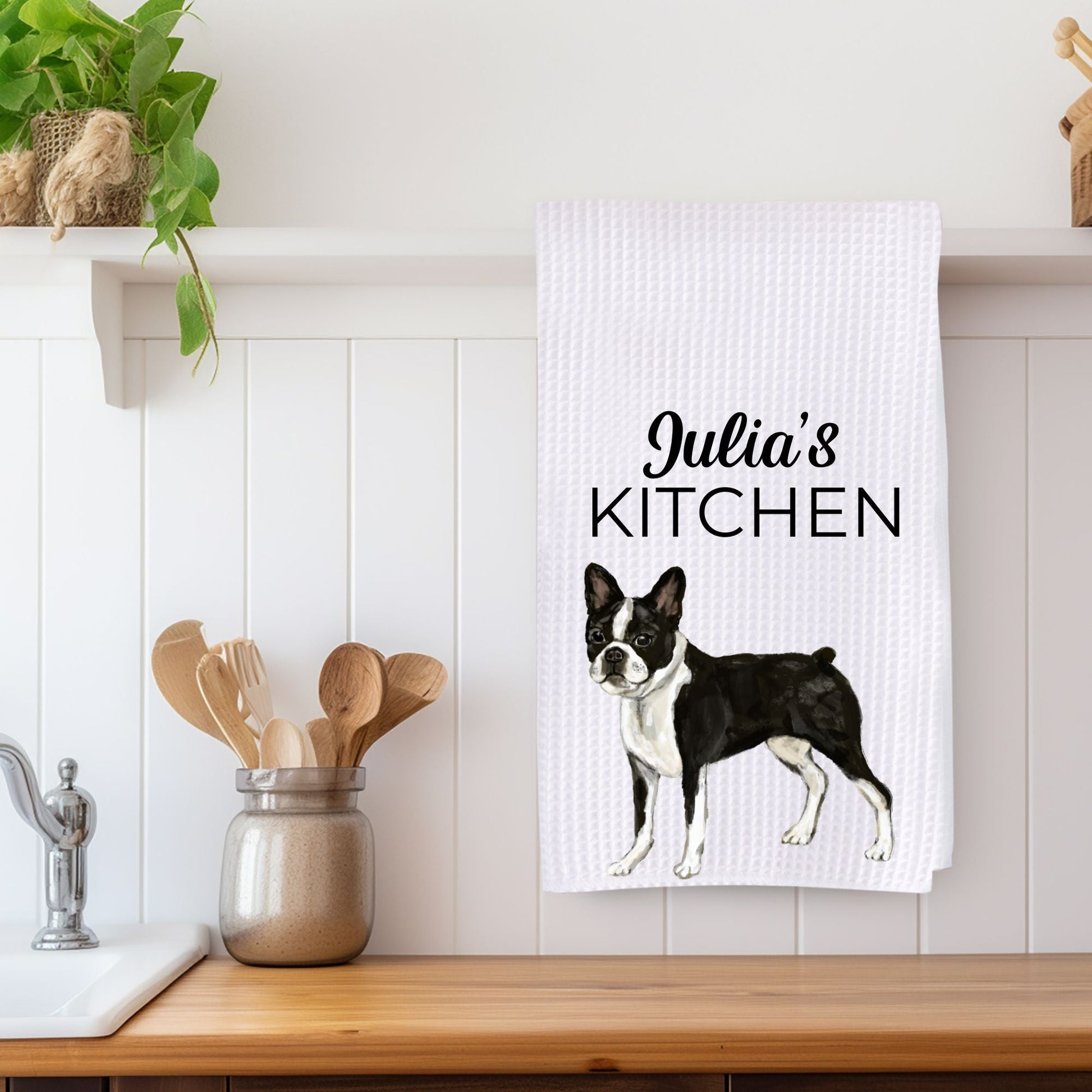 Boston Terrier Kitchen Towel - MerikaArt