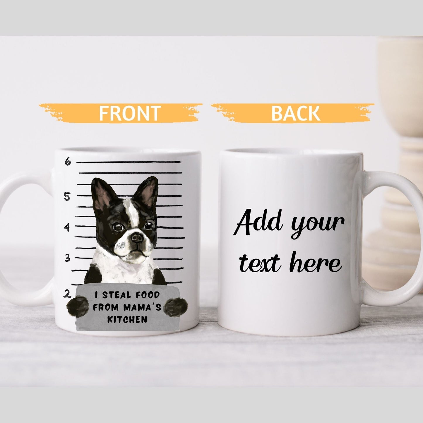 Boston Terrier Mugshot Mug - MerikaArt