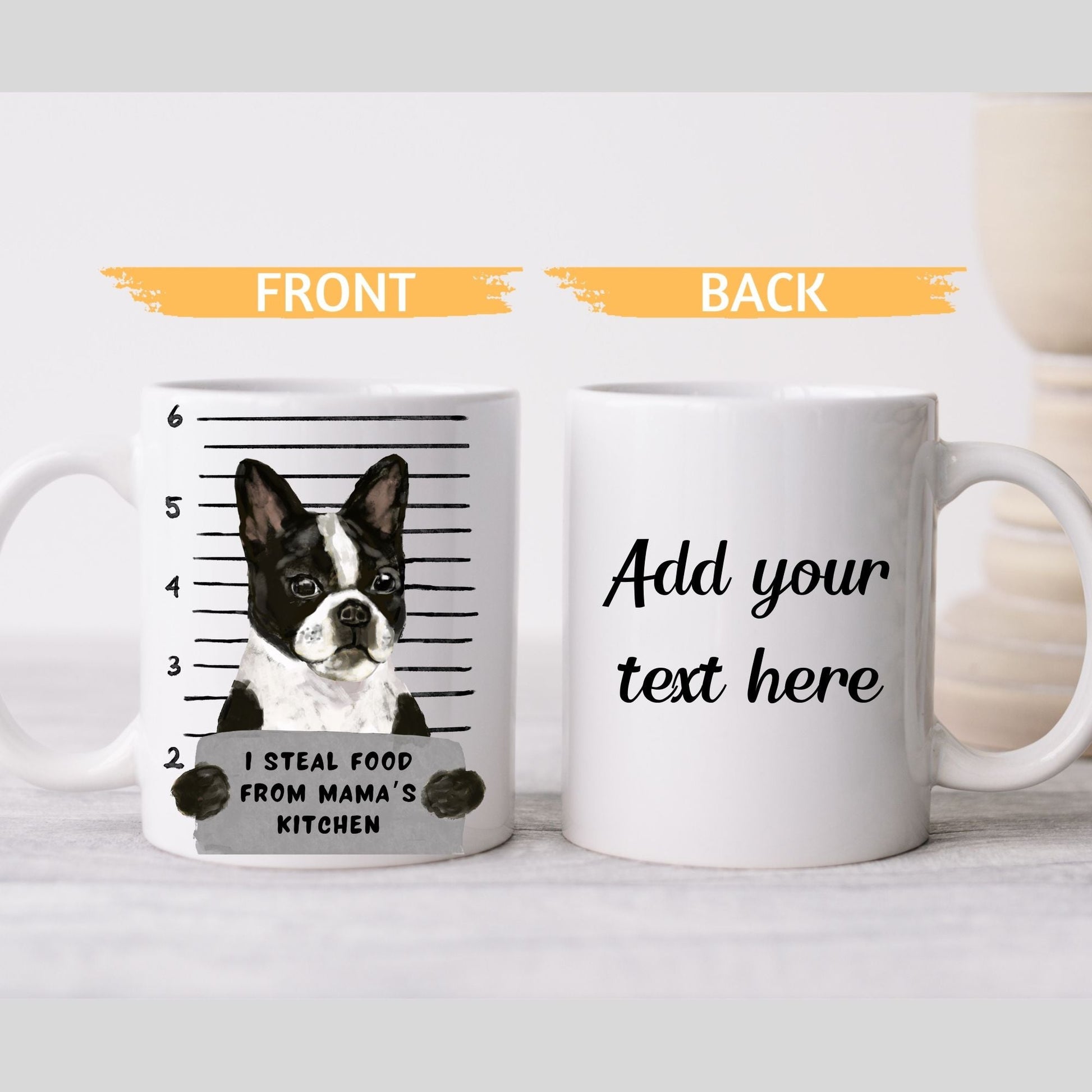 Boston Terrier Mugshot Mug - MerikaArt