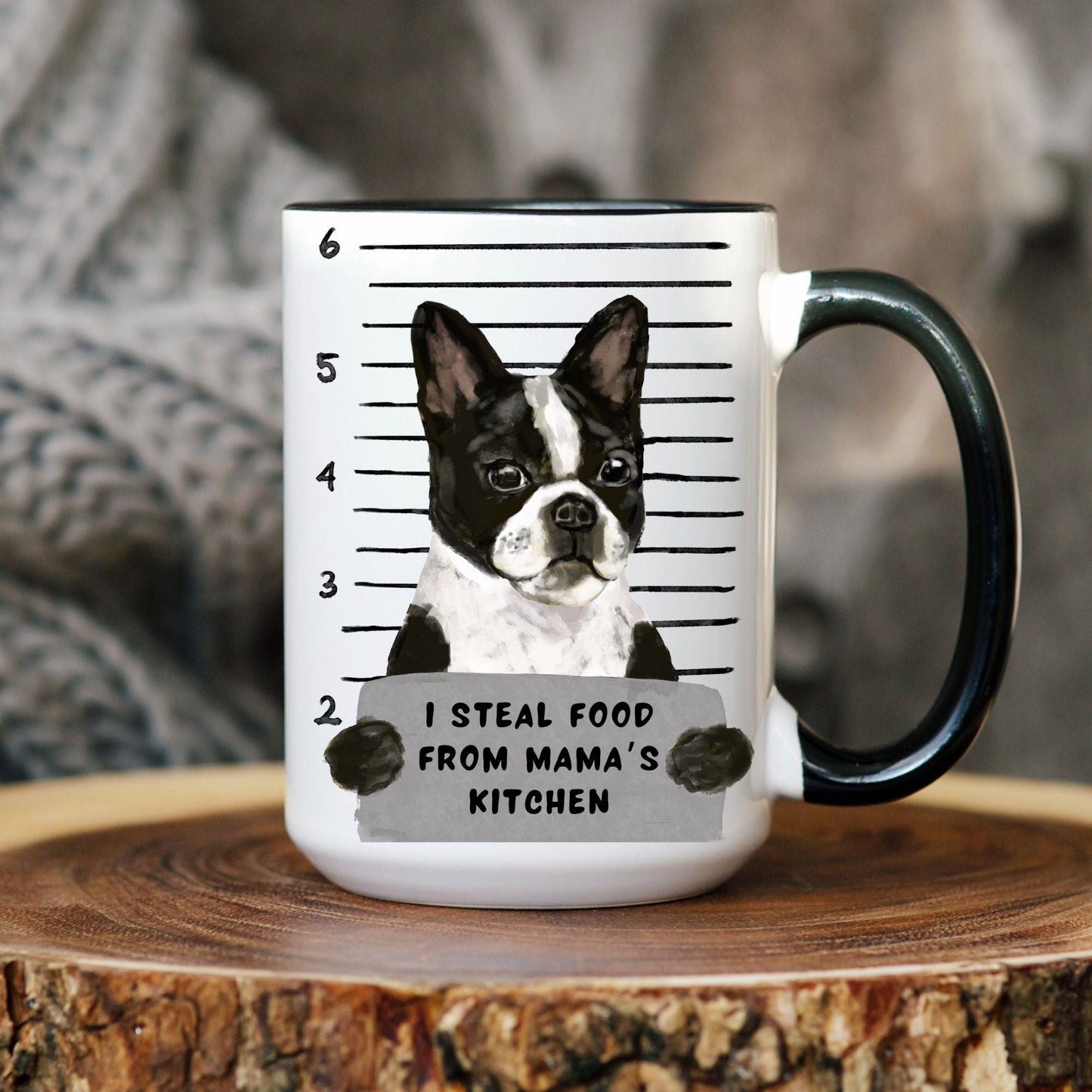 Boston Terrier Mugshot Mug - MerikaArt