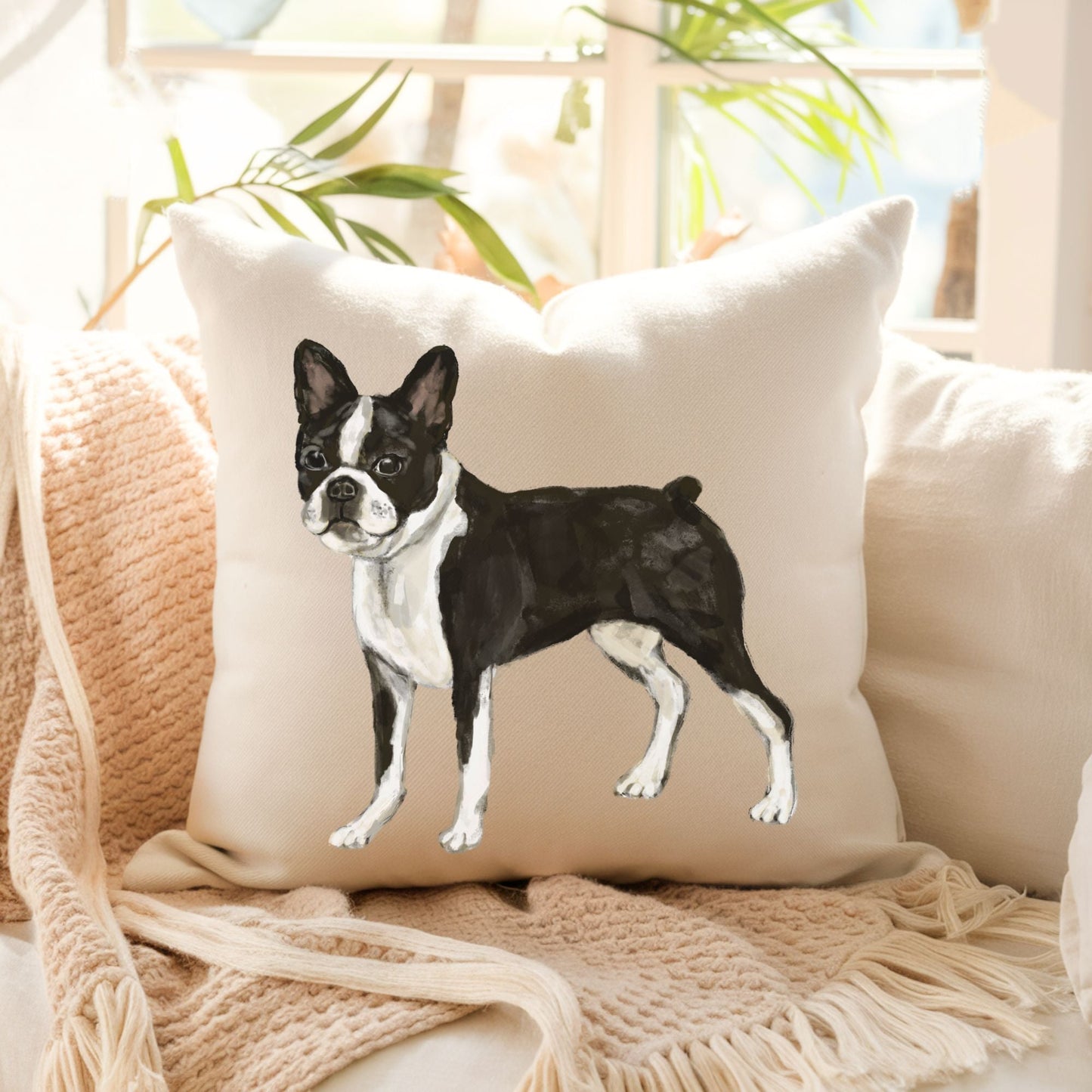 Boston Terrier Pillow - MerikaArt