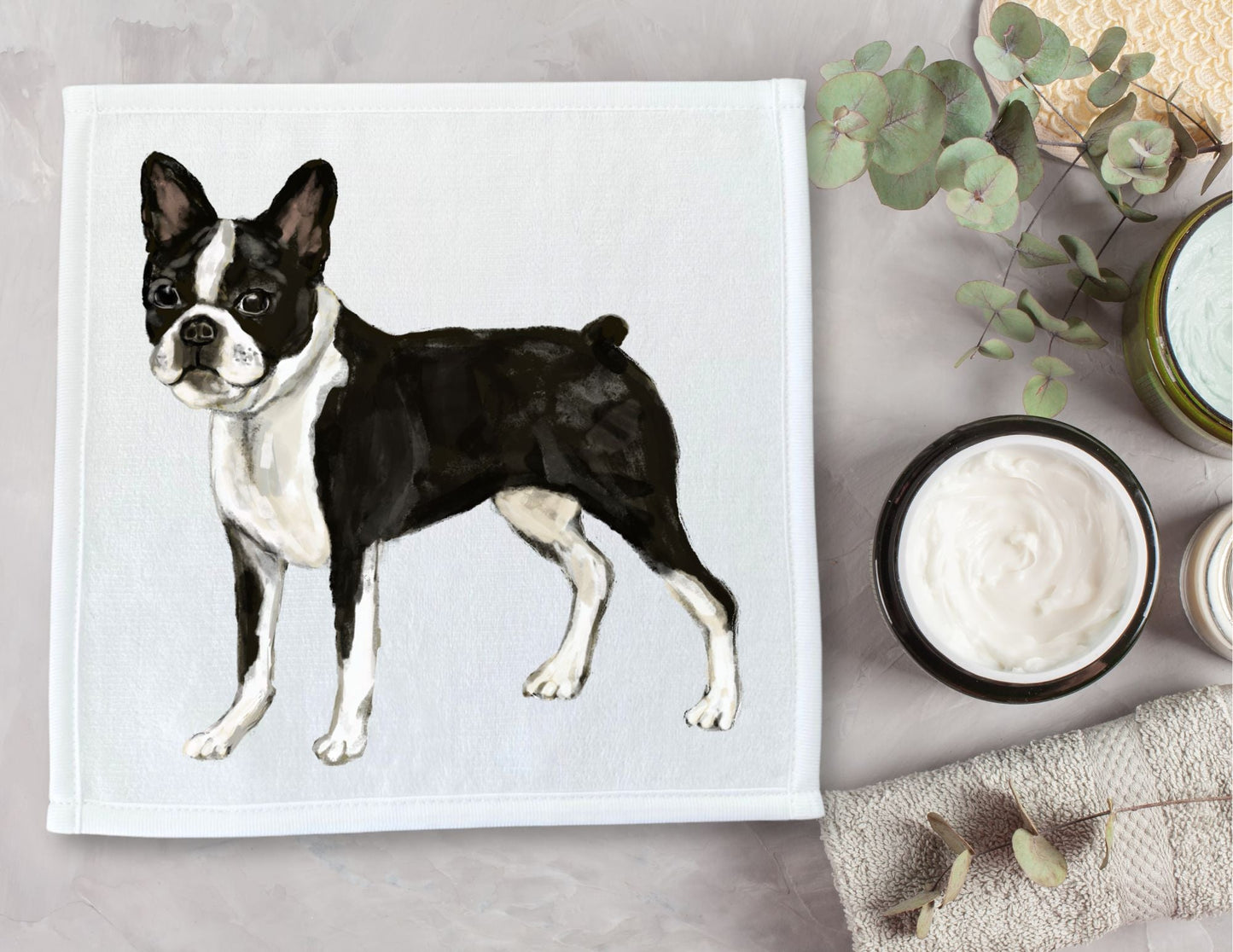 Boston Terrier Washcloth - MerikaArt