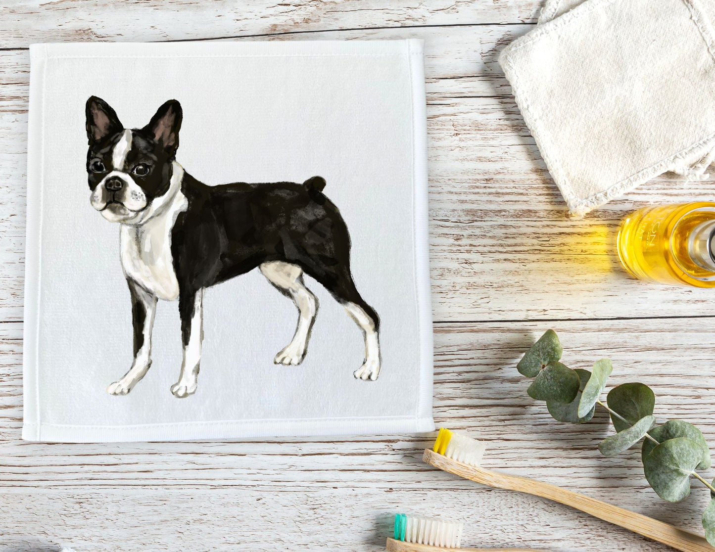 Boston Terrier Washcloth - MerikaArt