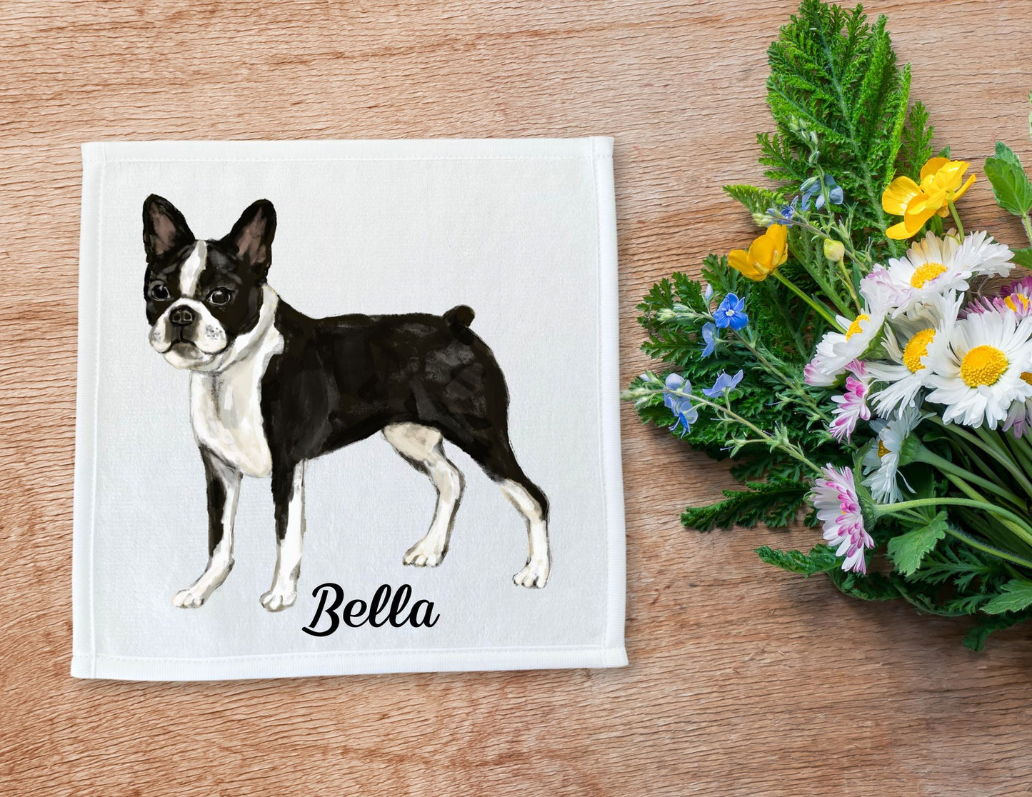 Boston Terrier Washcloth - MerikaArt