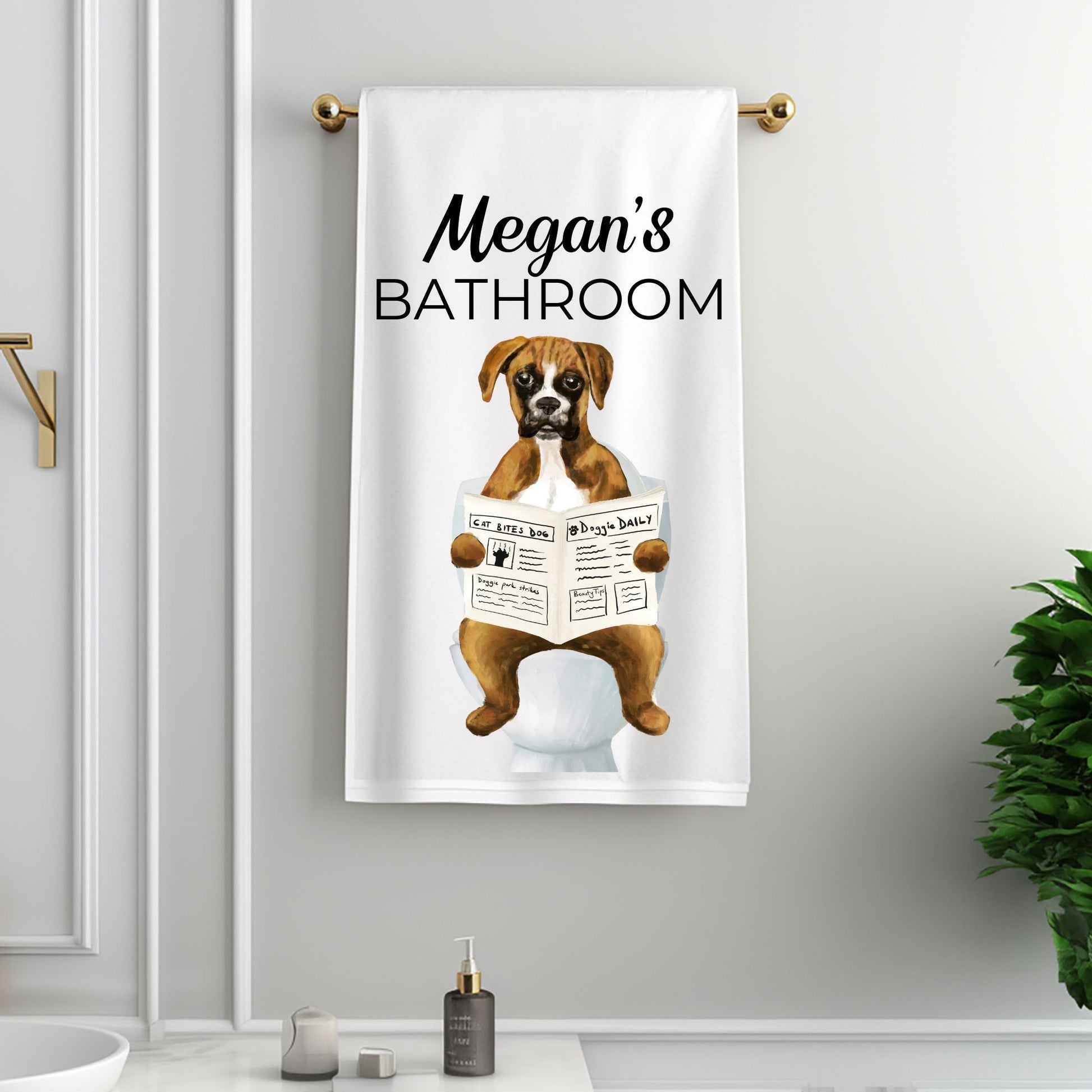 Boxer Dog Bathroom Towel - MerikaArt