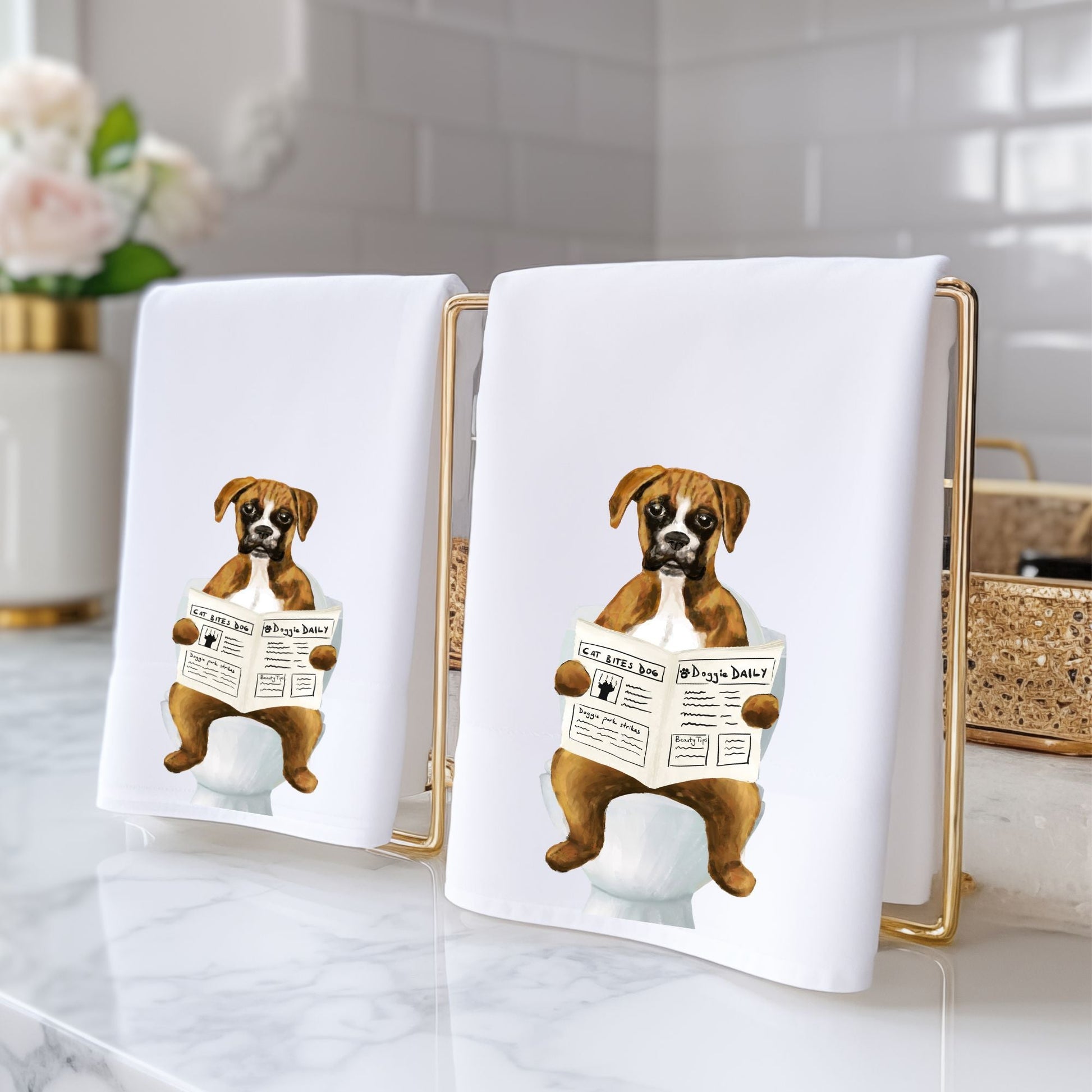 Boxer Dog Bathroom Towel - MerikaArt