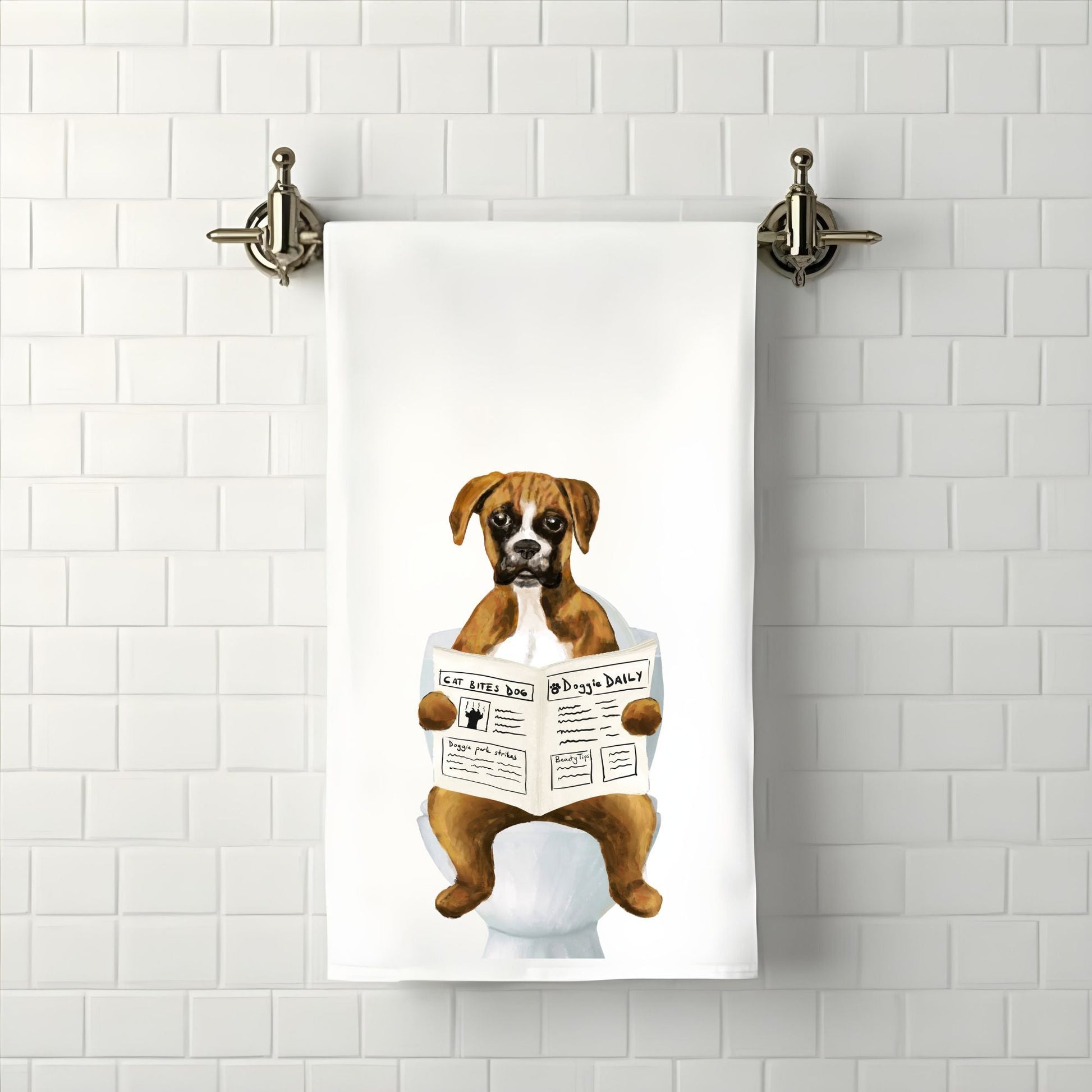 Boxer Dog Bathroom Towel - MerikaArt