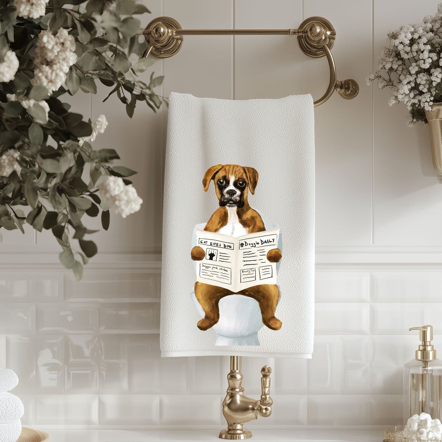 Boxer Dog Bathroom Towel - MerikaArt