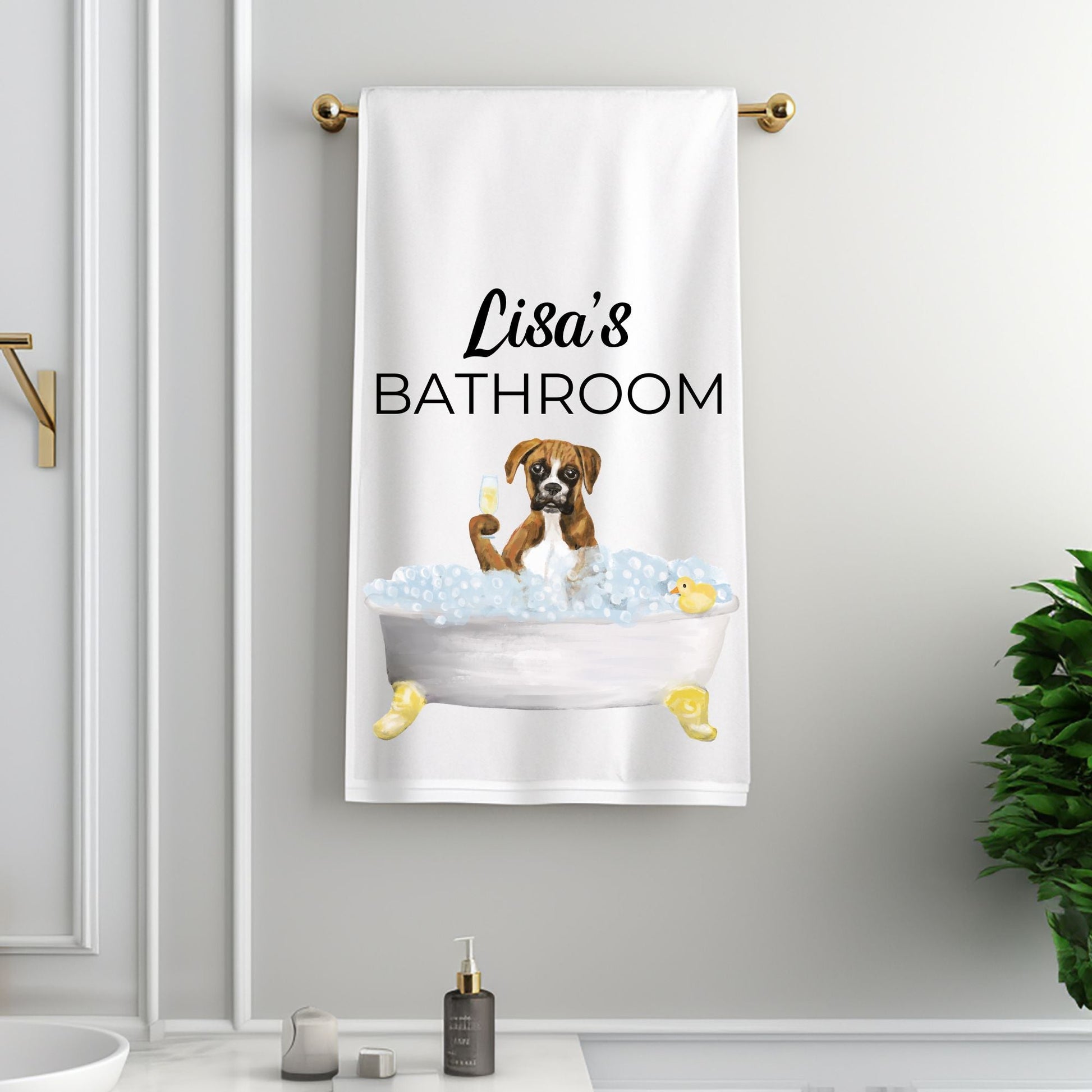 Boxer Dog Bubble Bath Towel - MerikaArt