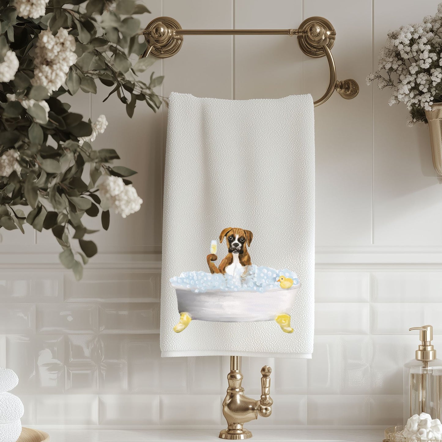 Boxer Dog Bubble Bath Towel - MerikaArt