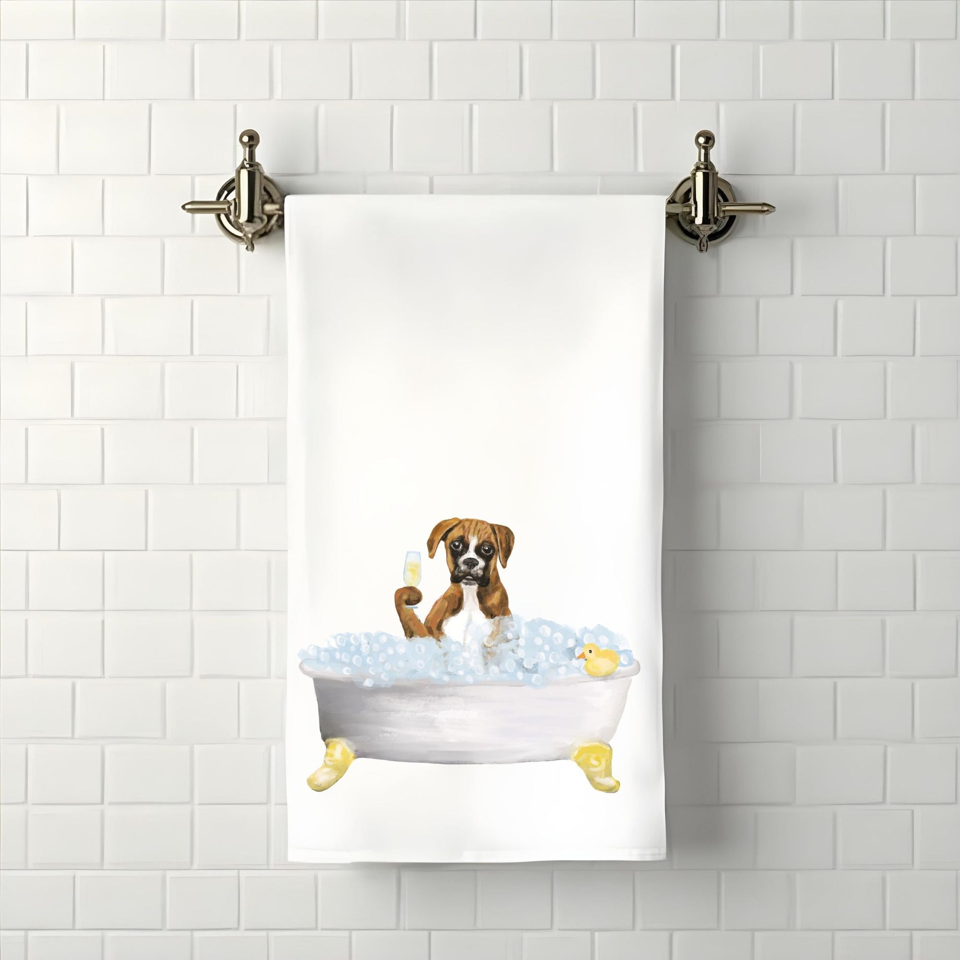 Boxer Dog Bubble Bath Towel - MerikaArt
