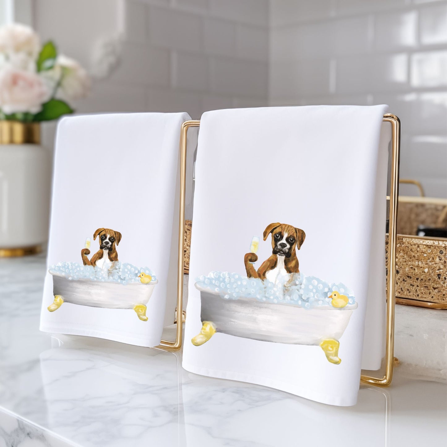 Boxer Dog Bubble Bath Towel - MerikaArt
