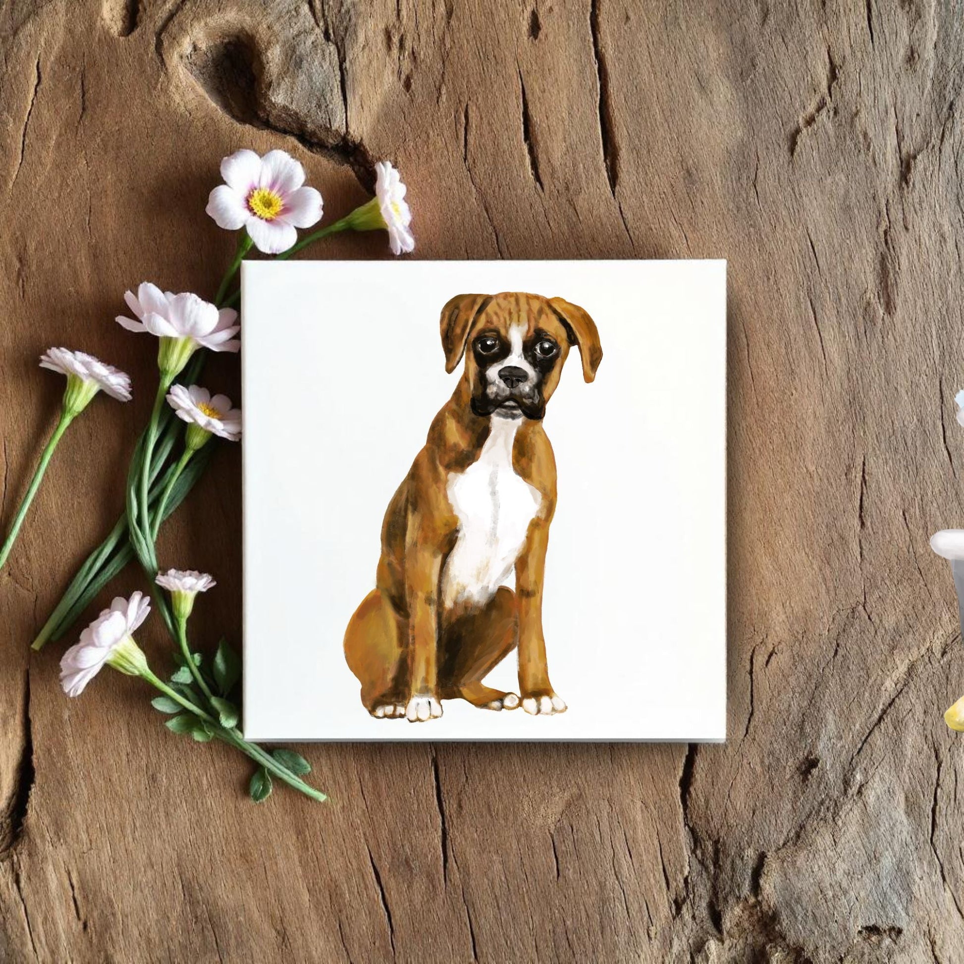 Boxer Dog Ceramic Tile - MerikaArt