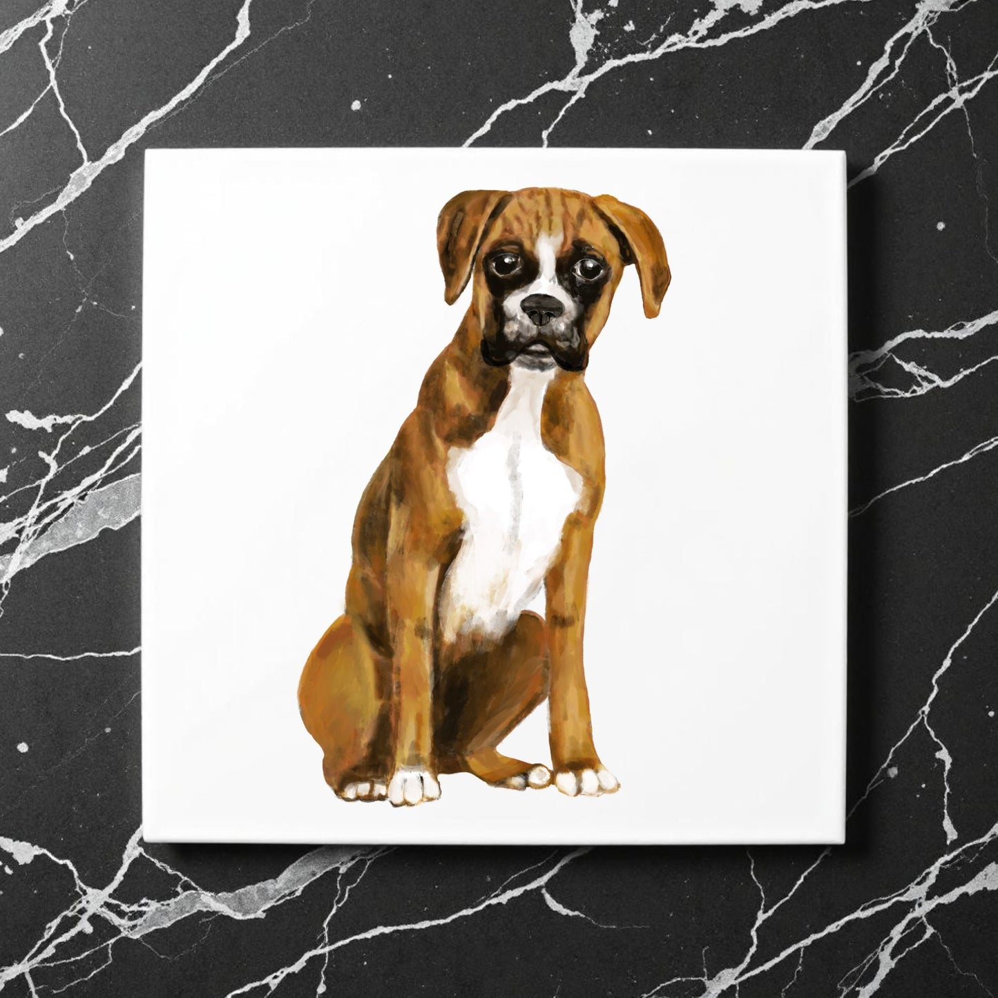 Boxer Dog Ceramic Tile - MerikaArt