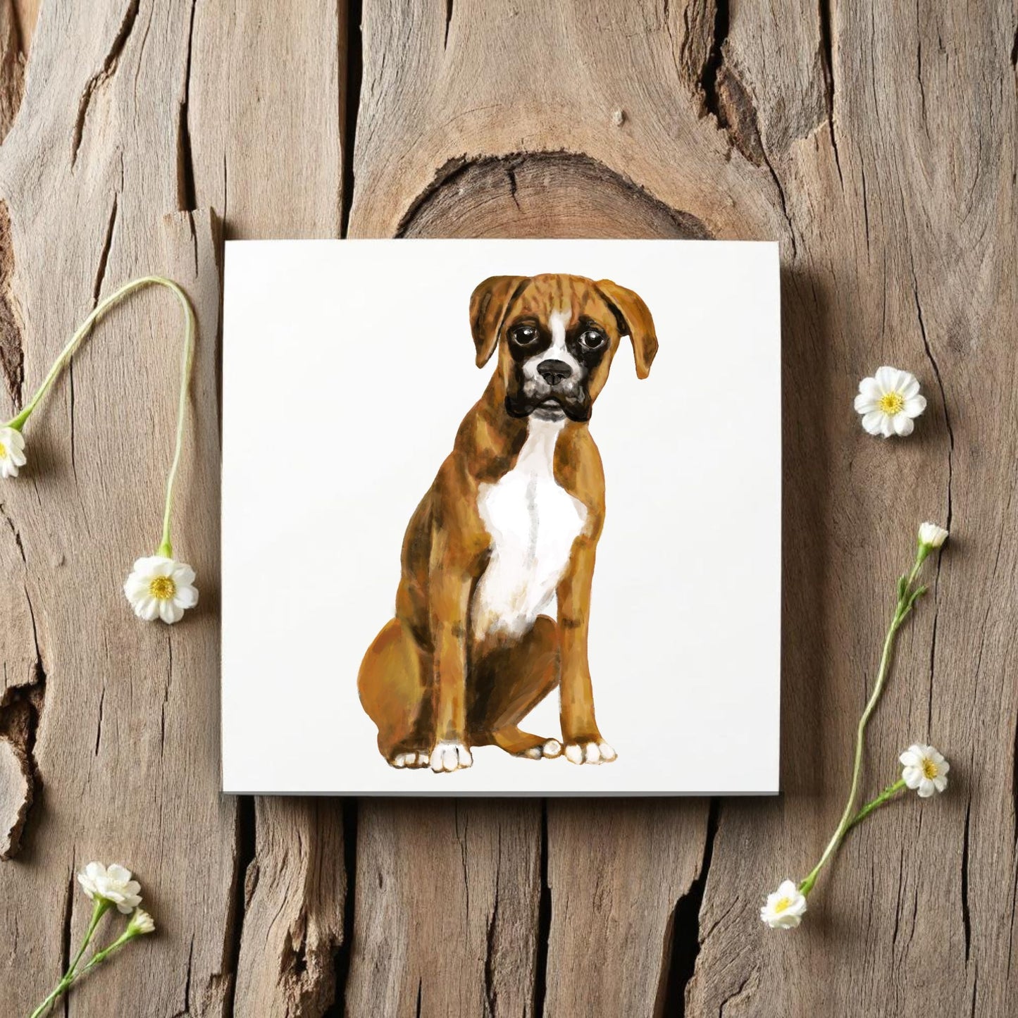 Boxer Dog Ceramic Tile - MerikaArt