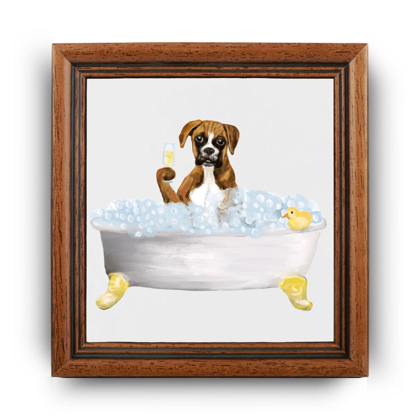 Boxer Dog in Bathtub Ceramic Tile – Handcrafted Whimsical Pet Art Decor - MerikaArt