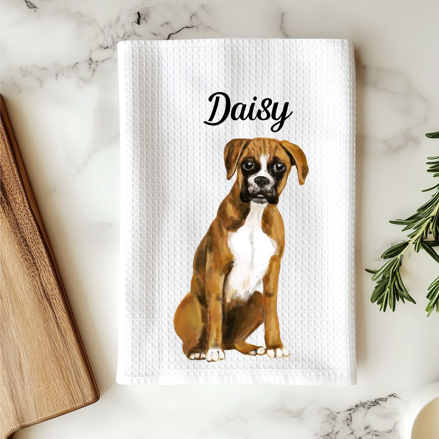 Boxer Dog Kitchen Towel - MerikaArt