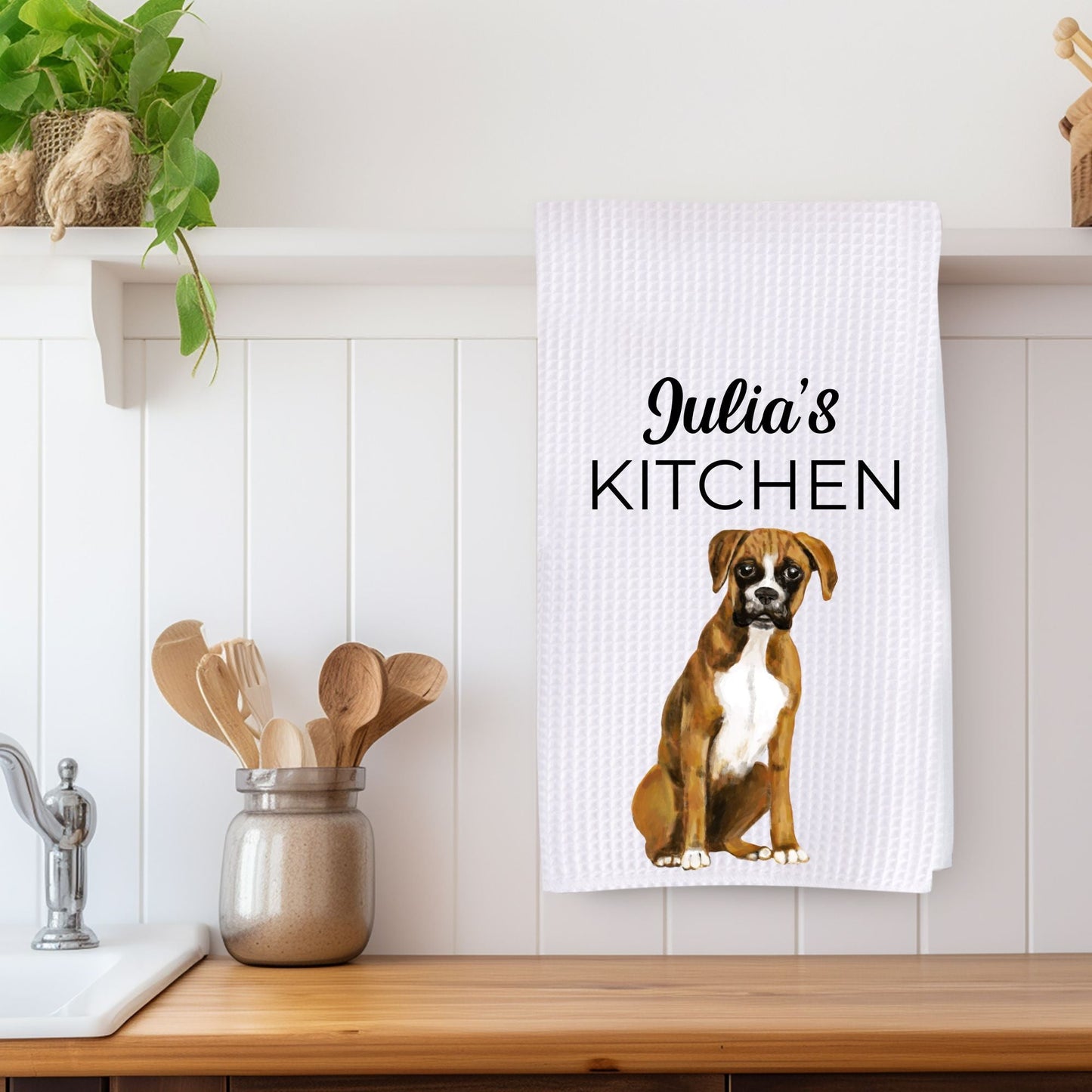 Boxer Dog Kitchen Towel - MerikaArt