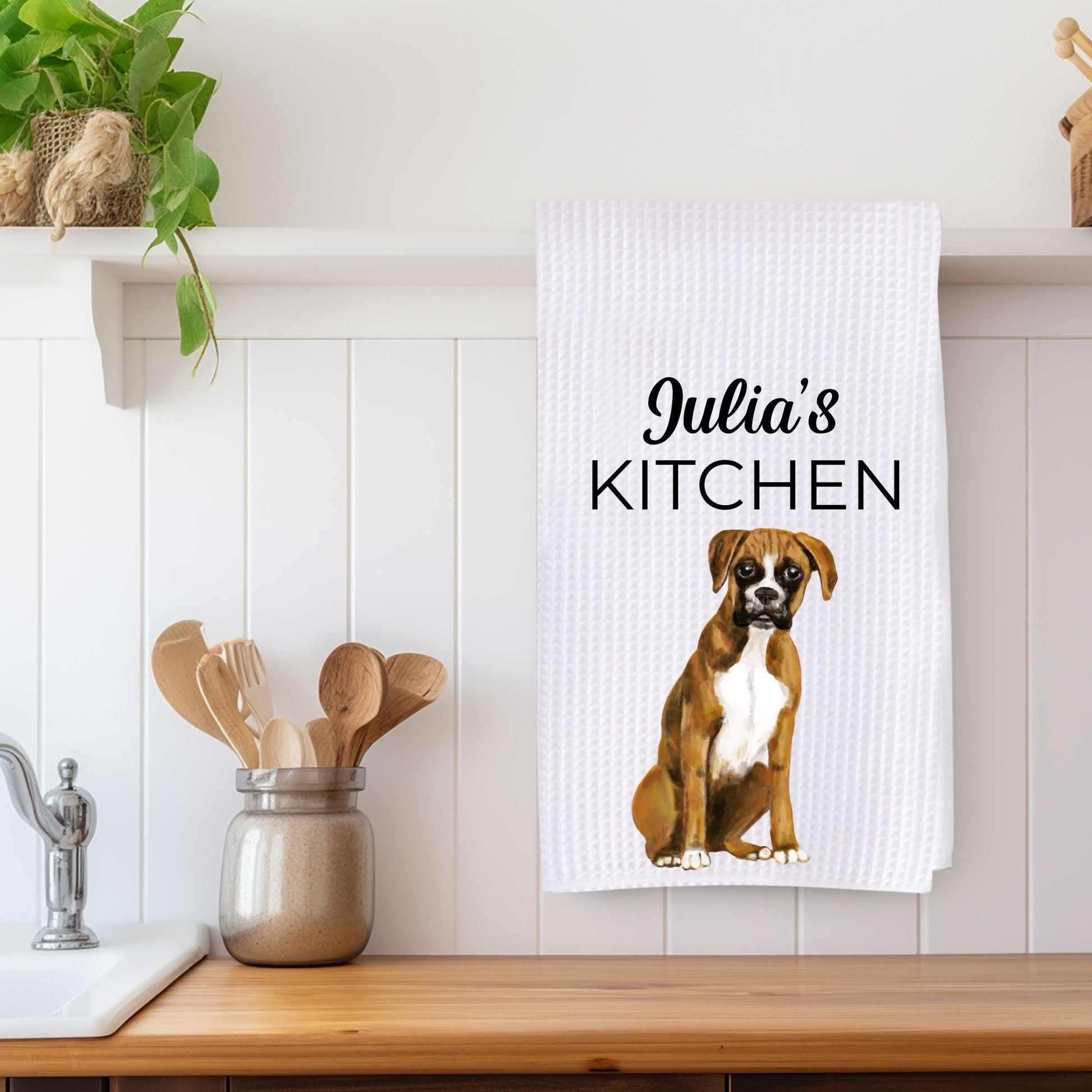 Boxer Dog Kitchen Towel - MerikaArt