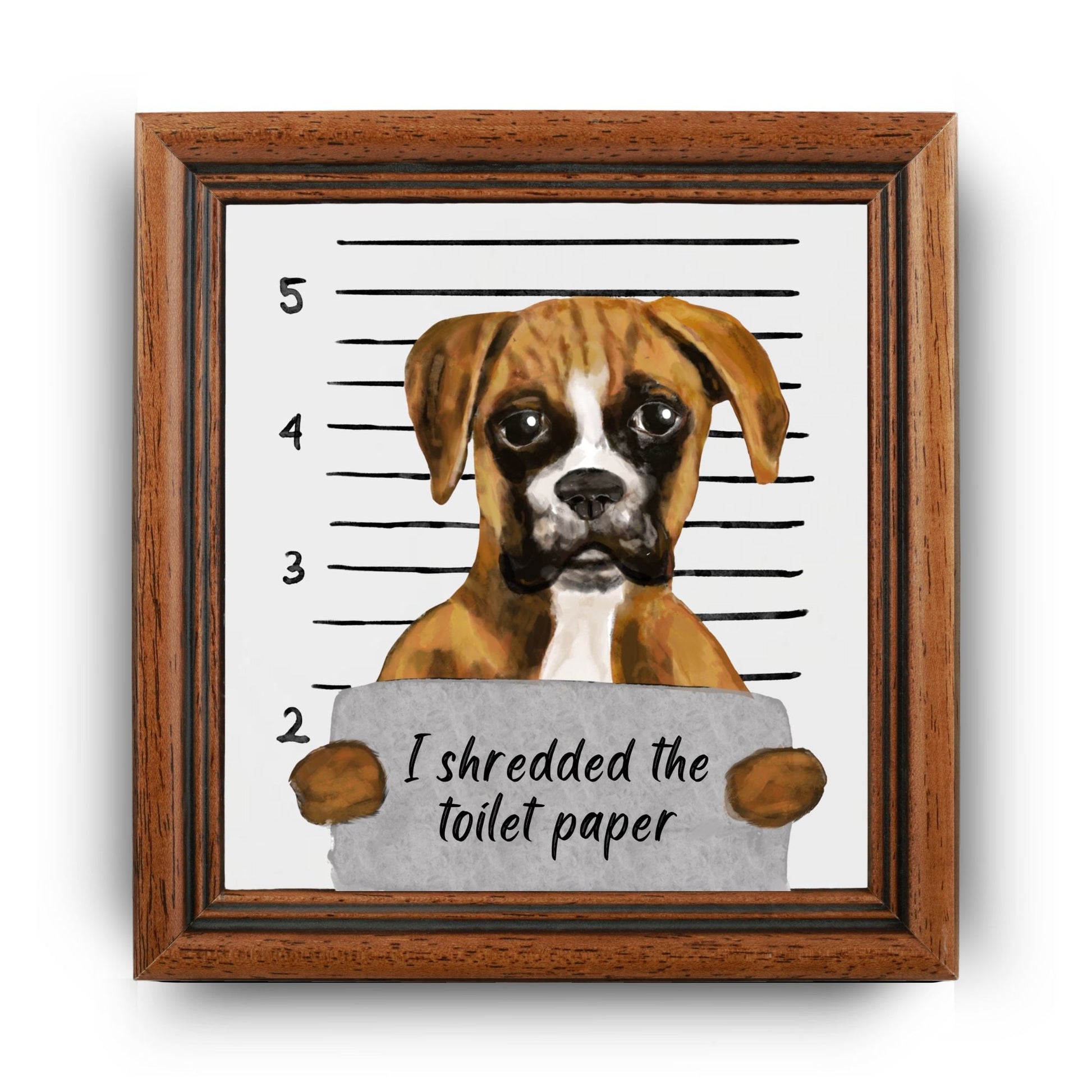 Boxer Dog Mugshot Ceramic Tile – Handcrafted Whimsical Pet Art Decor - MerikaArt