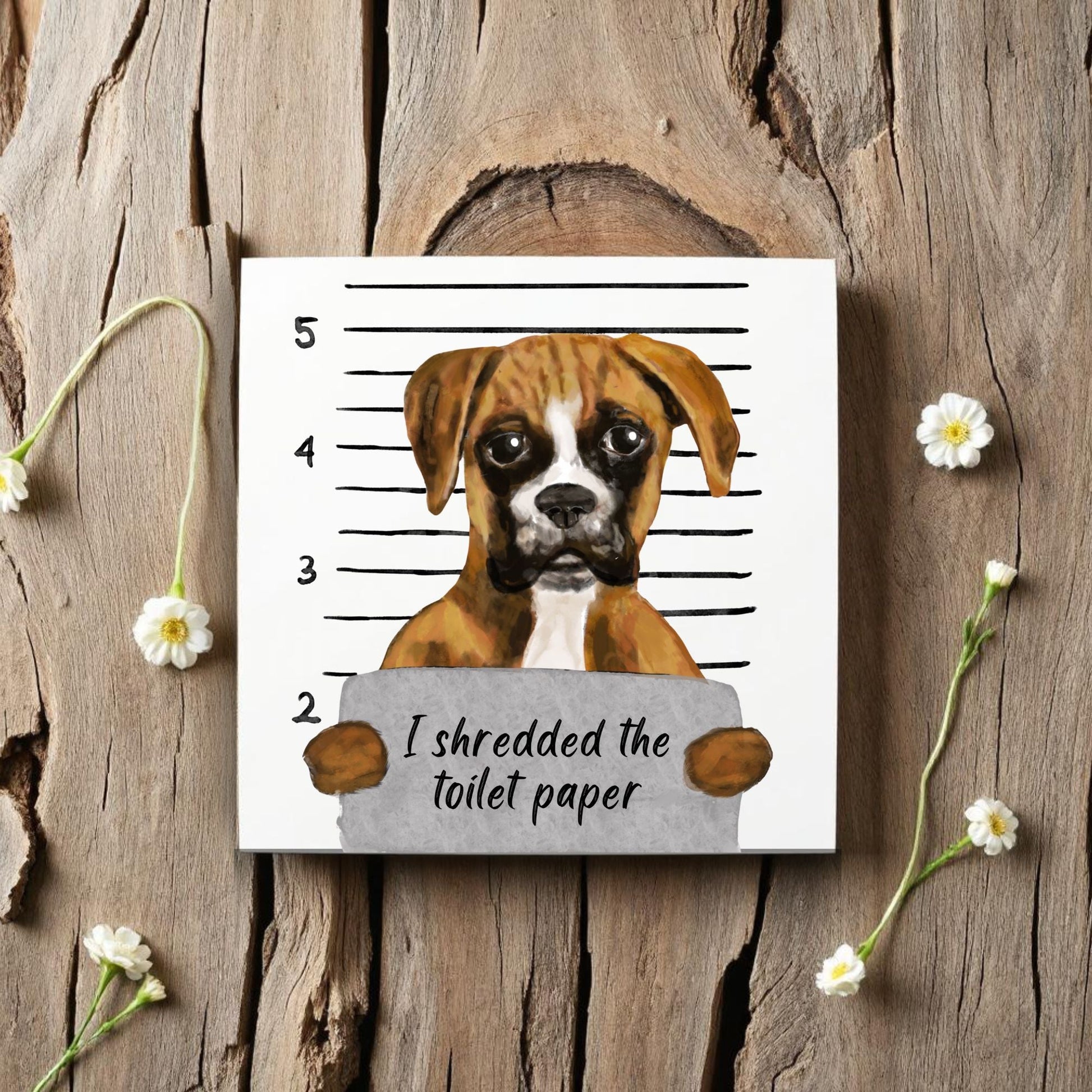 Boxer Dog Mugshot Ceramic Tile – Handcrafted Whimsical Pet Art Decor - MerikaArt