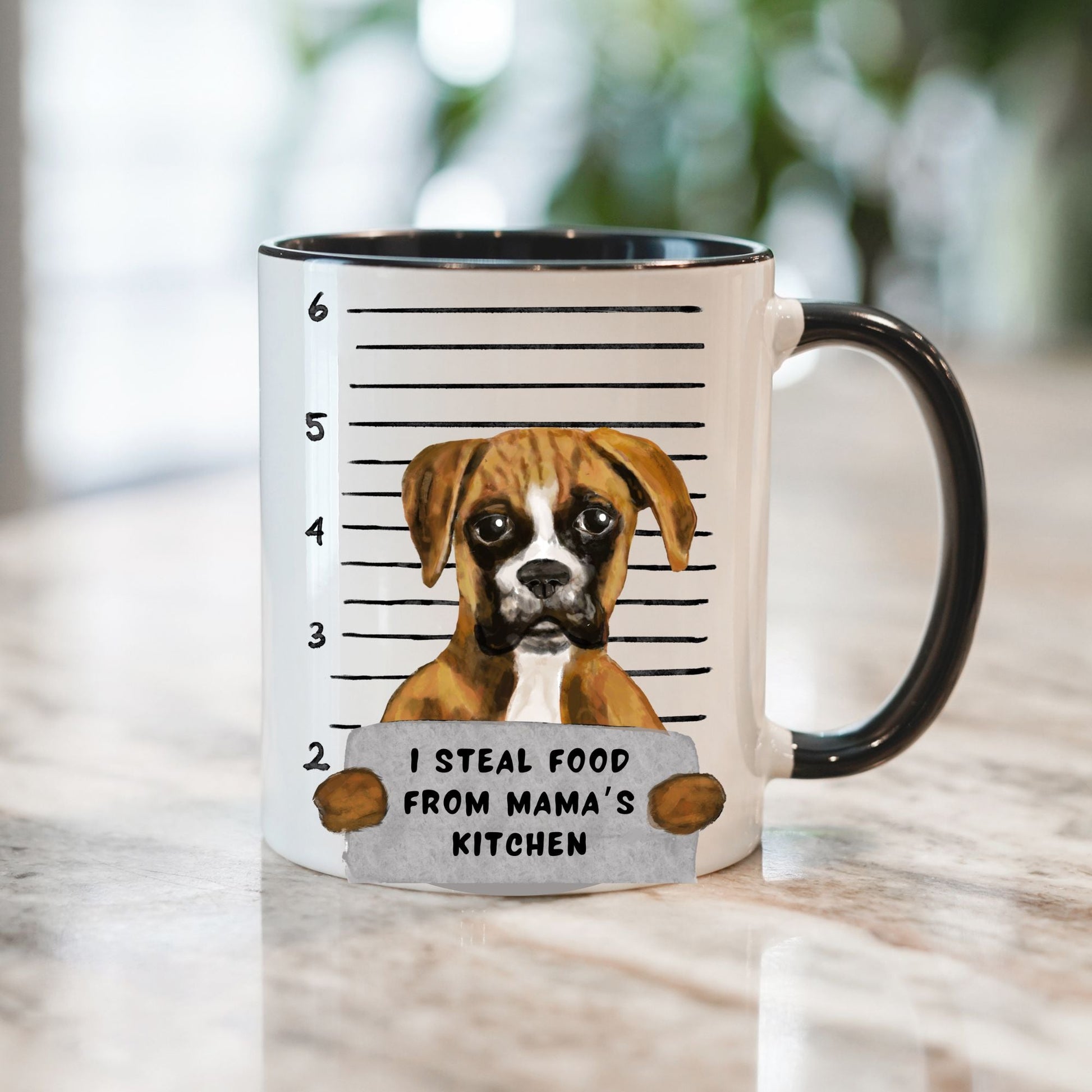 Boxer Dog Mugshot Mug - MerikaArt