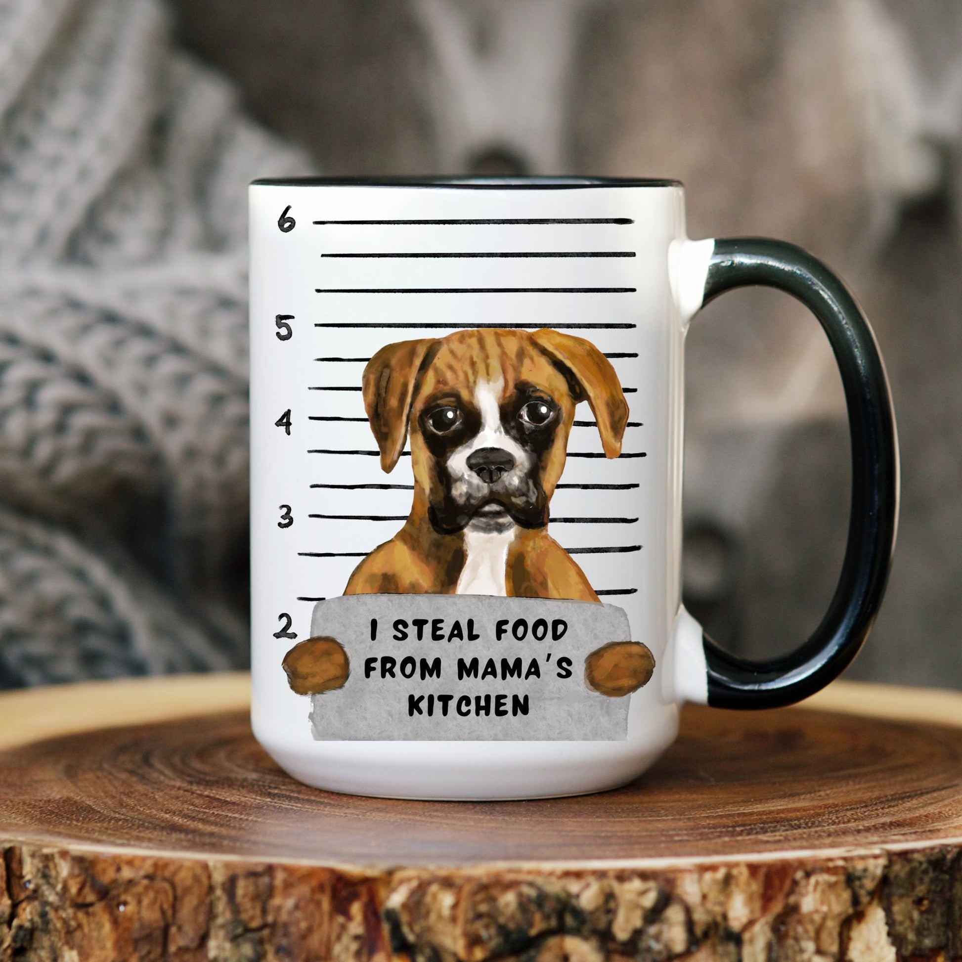 Boxer Dog Mugshot Mug - MerikaArt