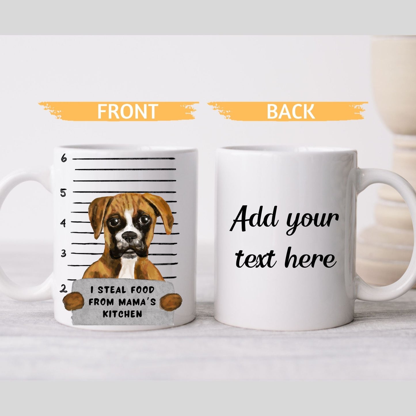 Boxer Dog Mugshot Mug - MerikaArt